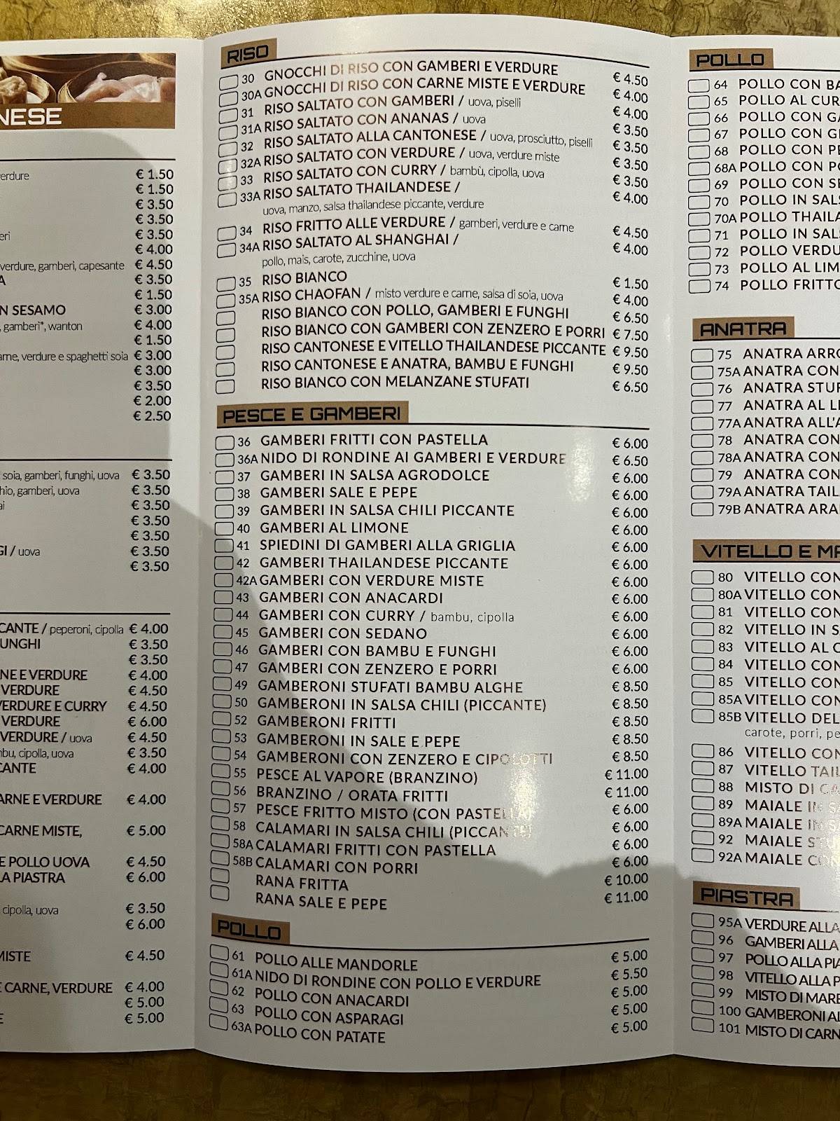 Menu di Ristorante Shanghai 