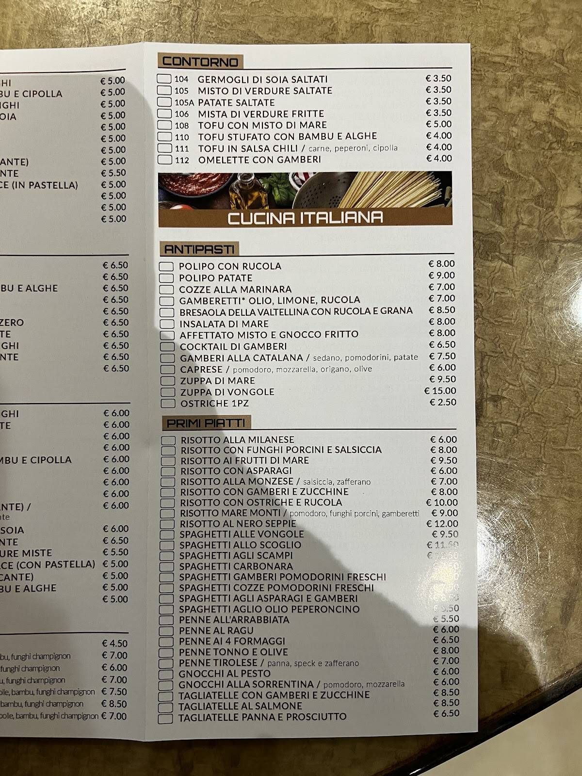 Menu di Ristorante Shanghai 