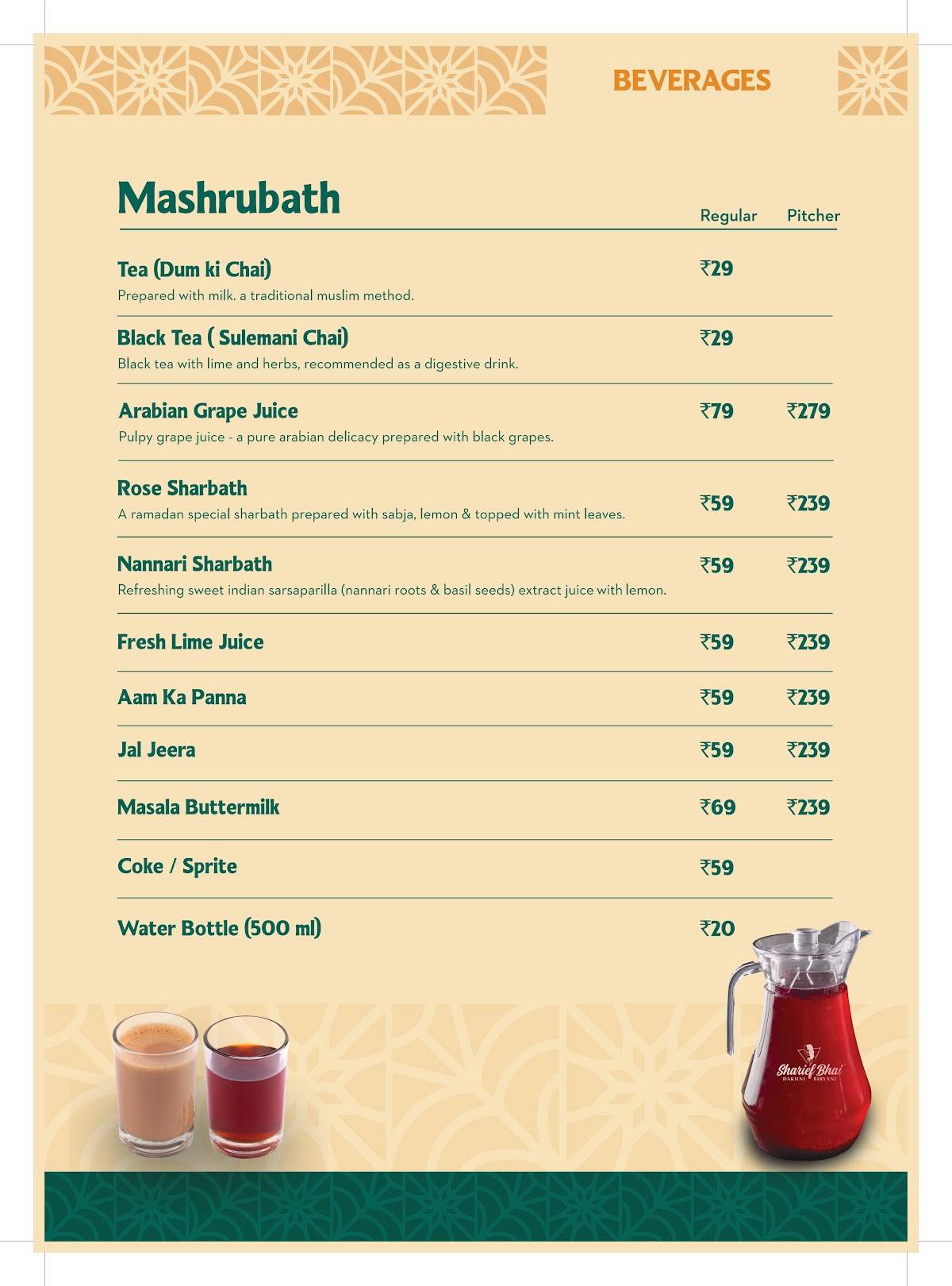 Sharief Bhai Biryani Tumkur menu