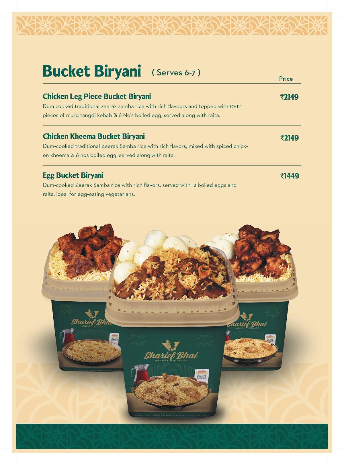 Sharief Bhai Biryani Tumkur menu