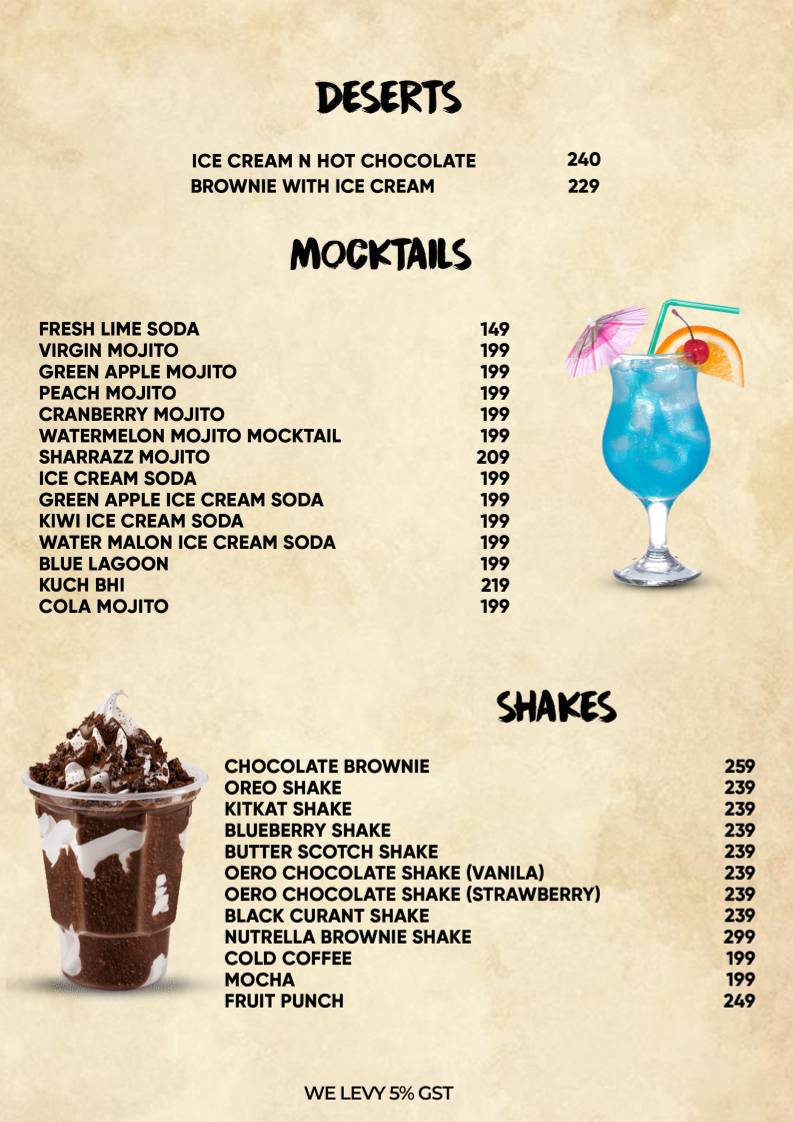 Sharrazz Cafe In Satyaniketan & Roof Top Dining menu