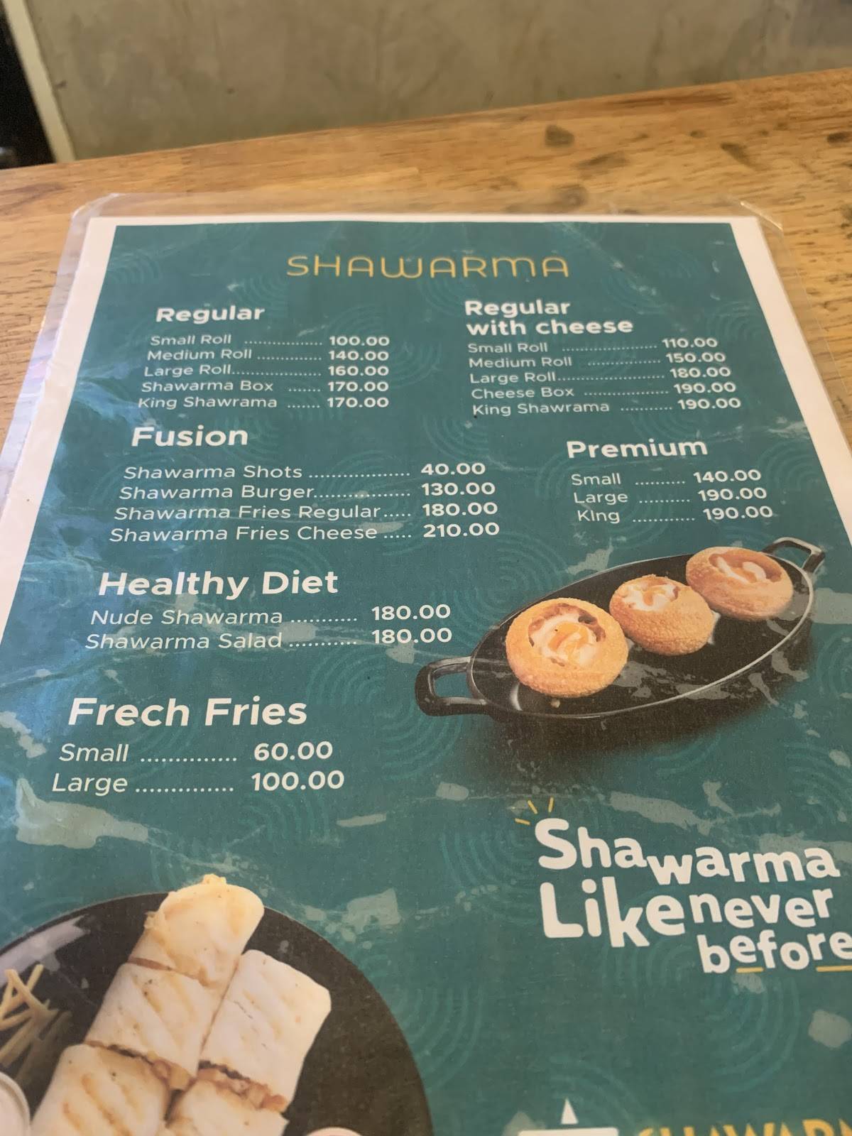 Shawarma Fusion Pmna menu