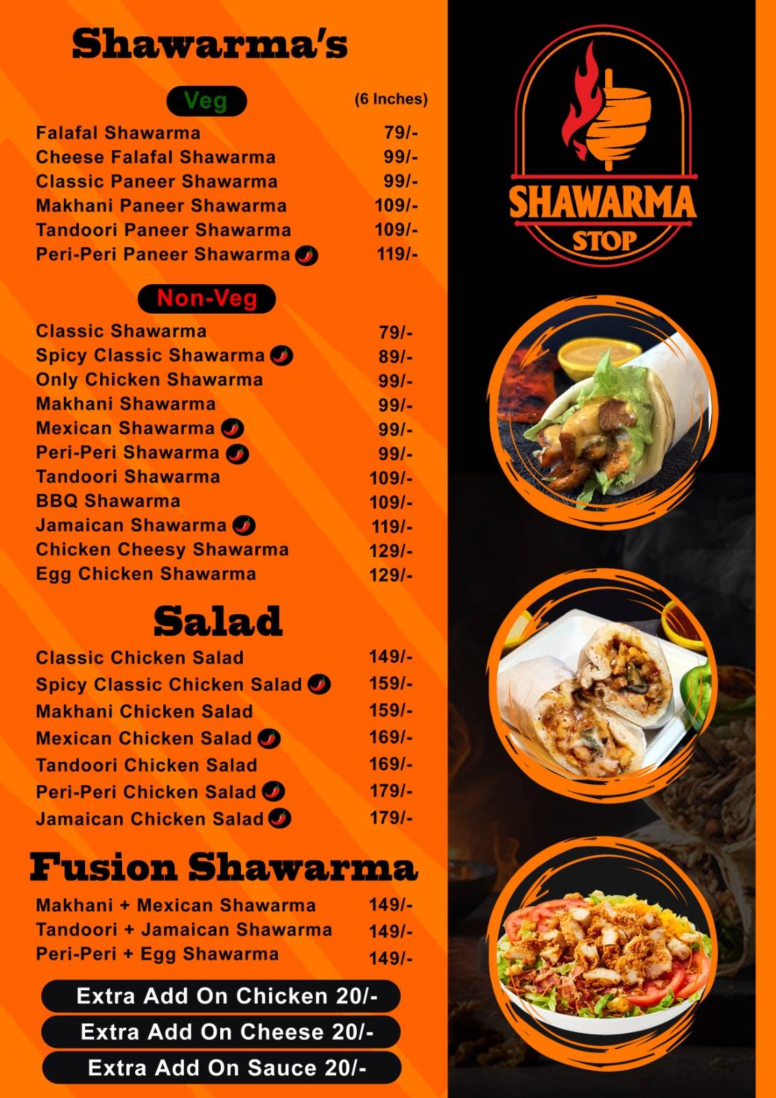 Shawarma Stop menu