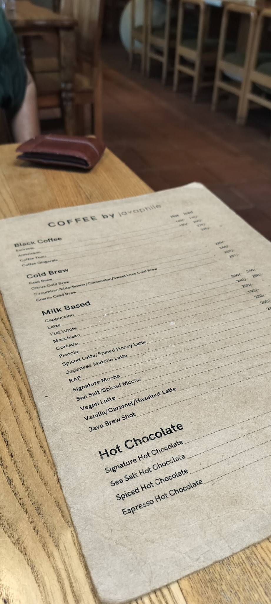 Shelter Cafe by Javaphile, Versova menu