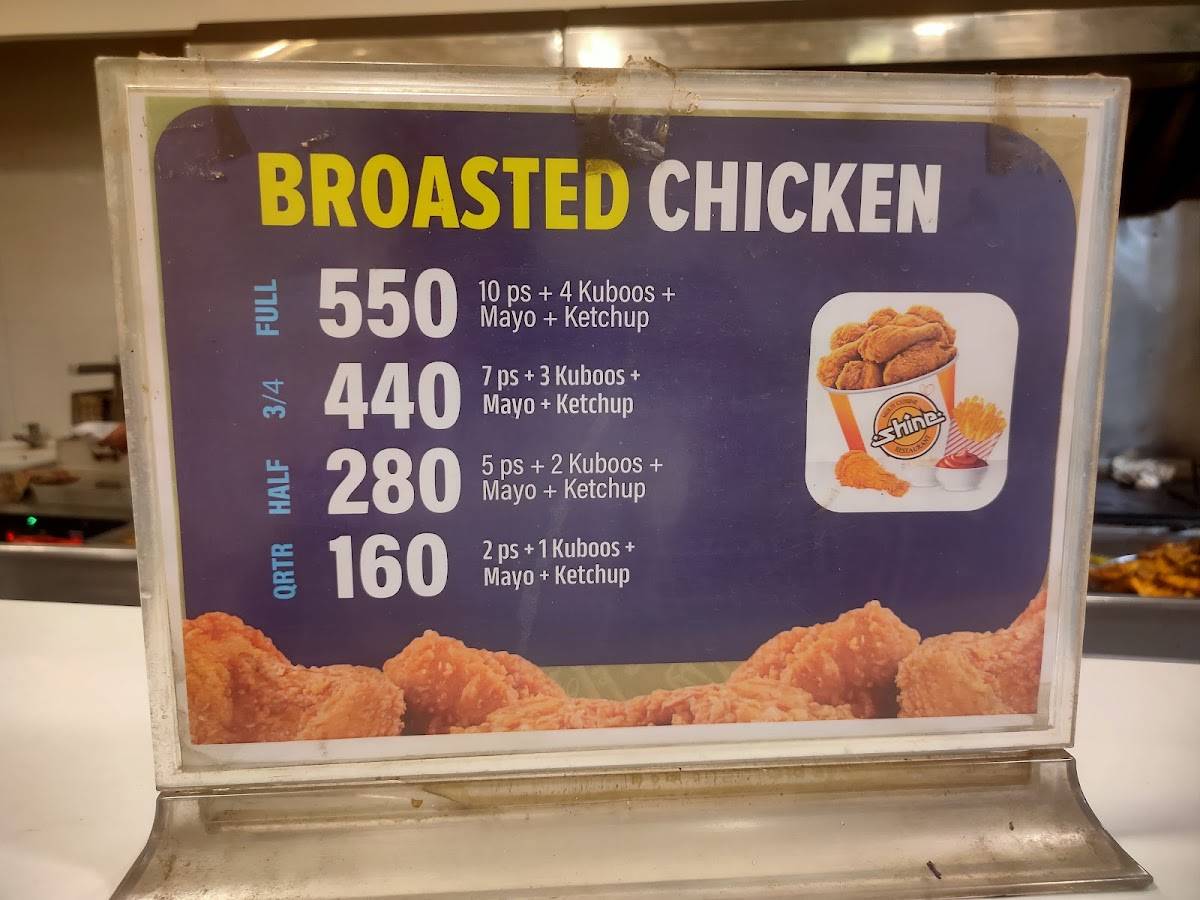 Shine Restaurant POONOOR menu