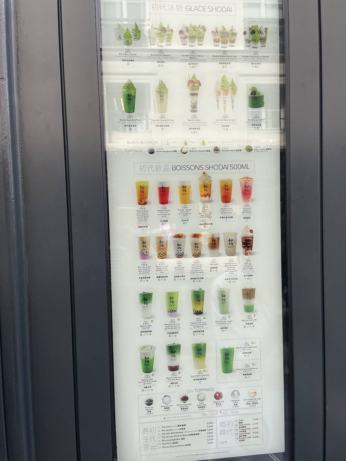 Menu de Shodaï Matcha Paris