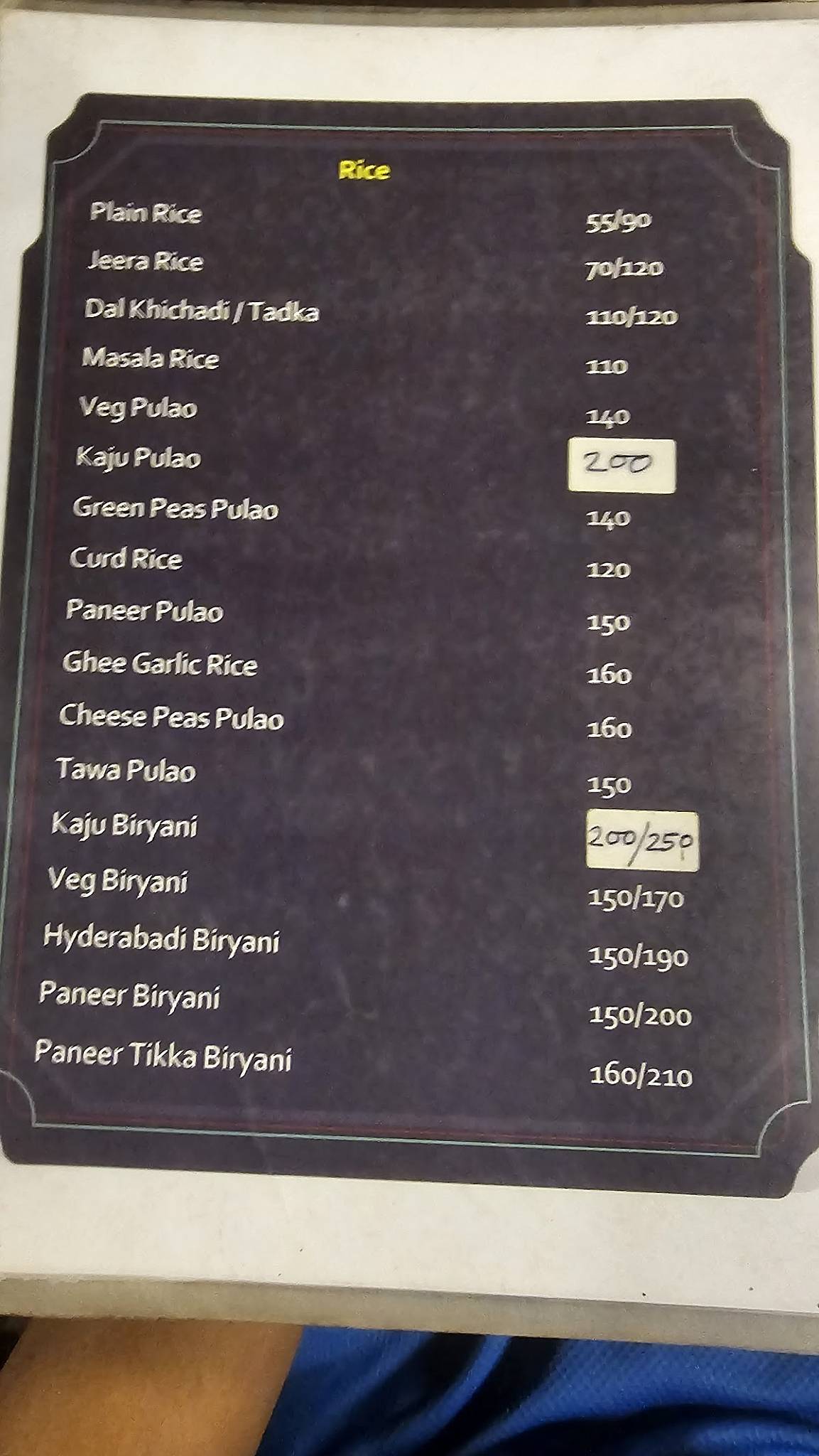 Shree Ji Restaurant menu