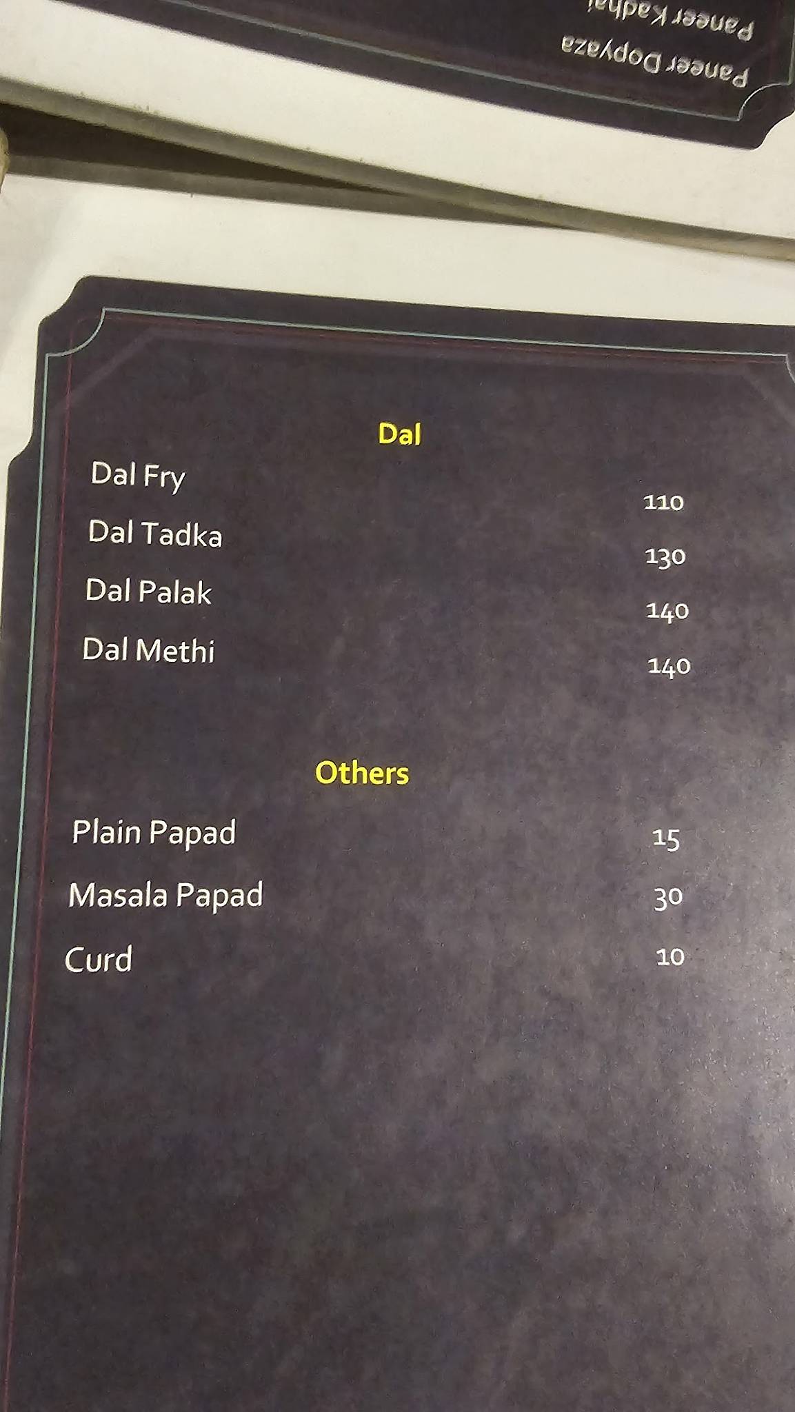 Shree Ji Restaurant menu