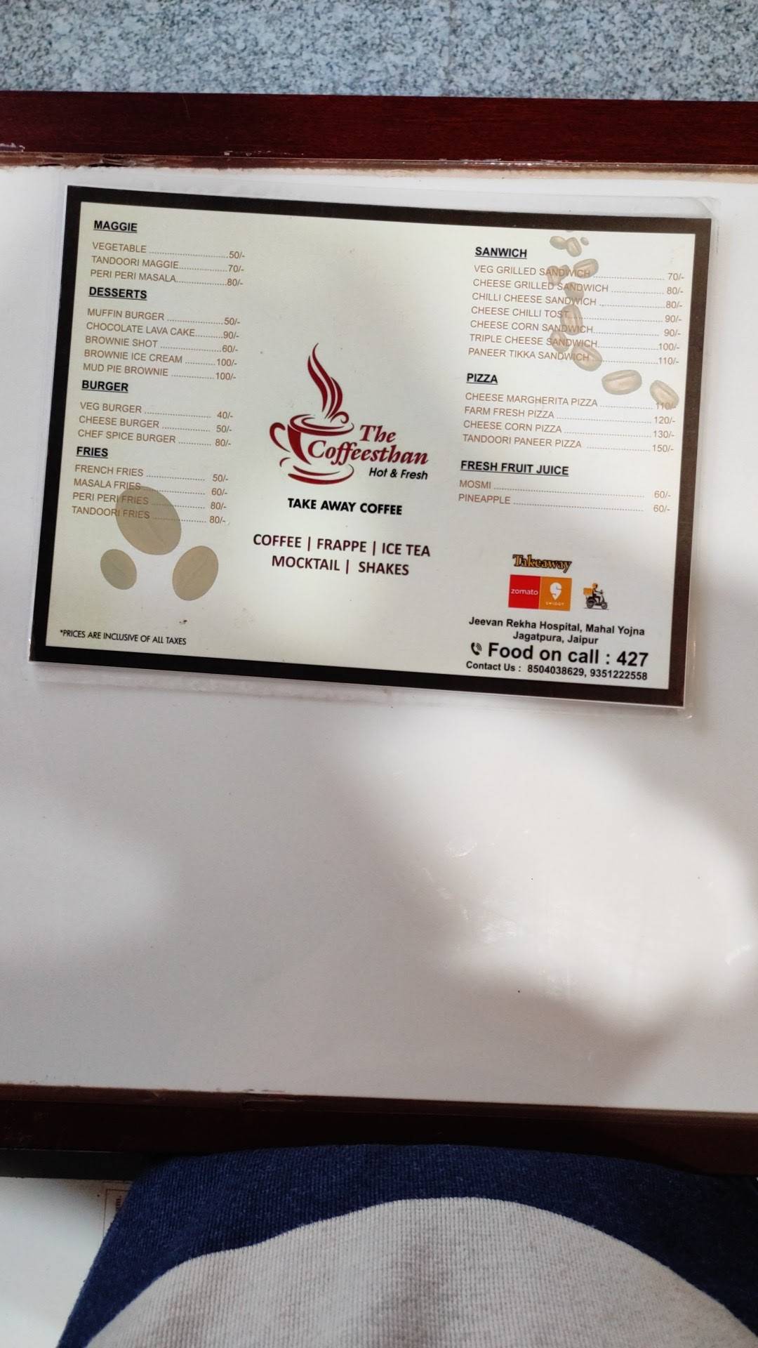 The coffeesthan jaipur menu