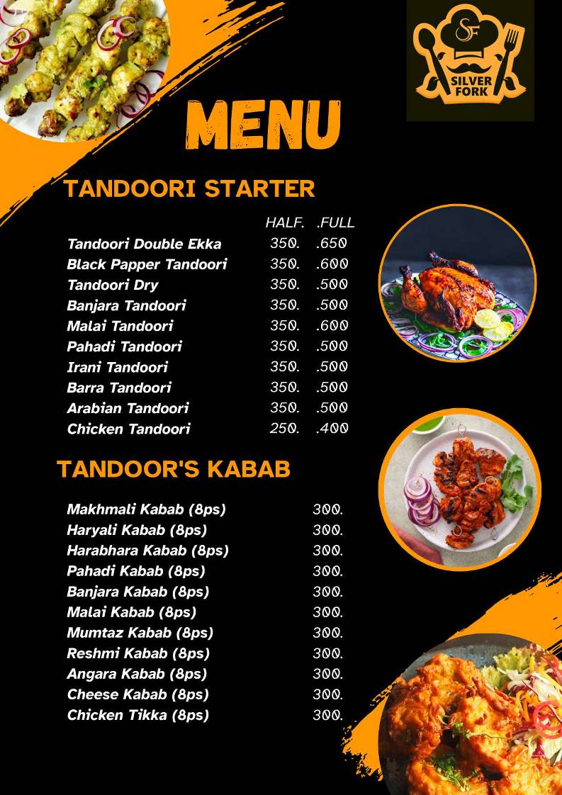 Silver Fork Restaurant menu