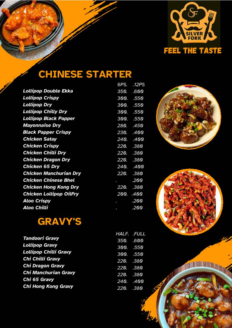 Silver Fork Restaurant menu