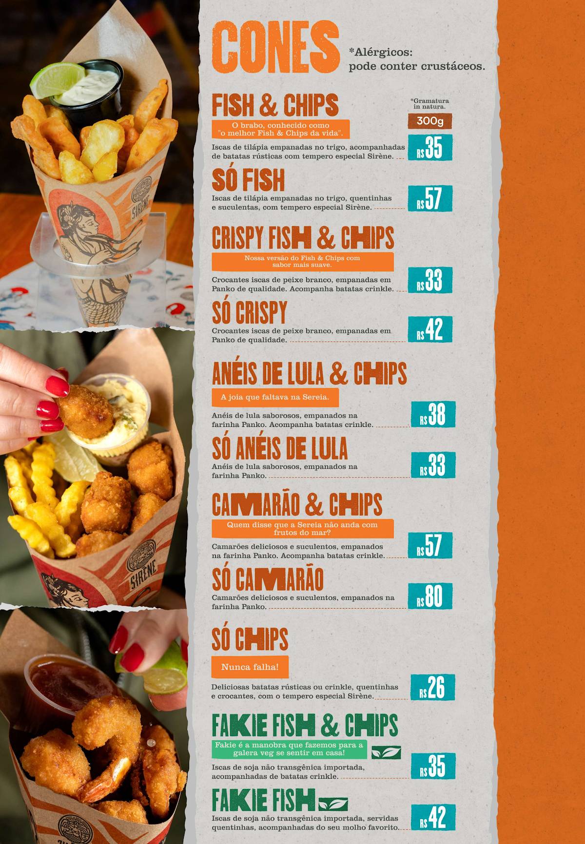 Sirène Fish & Chips - Setor Sul - Bar cardápio
