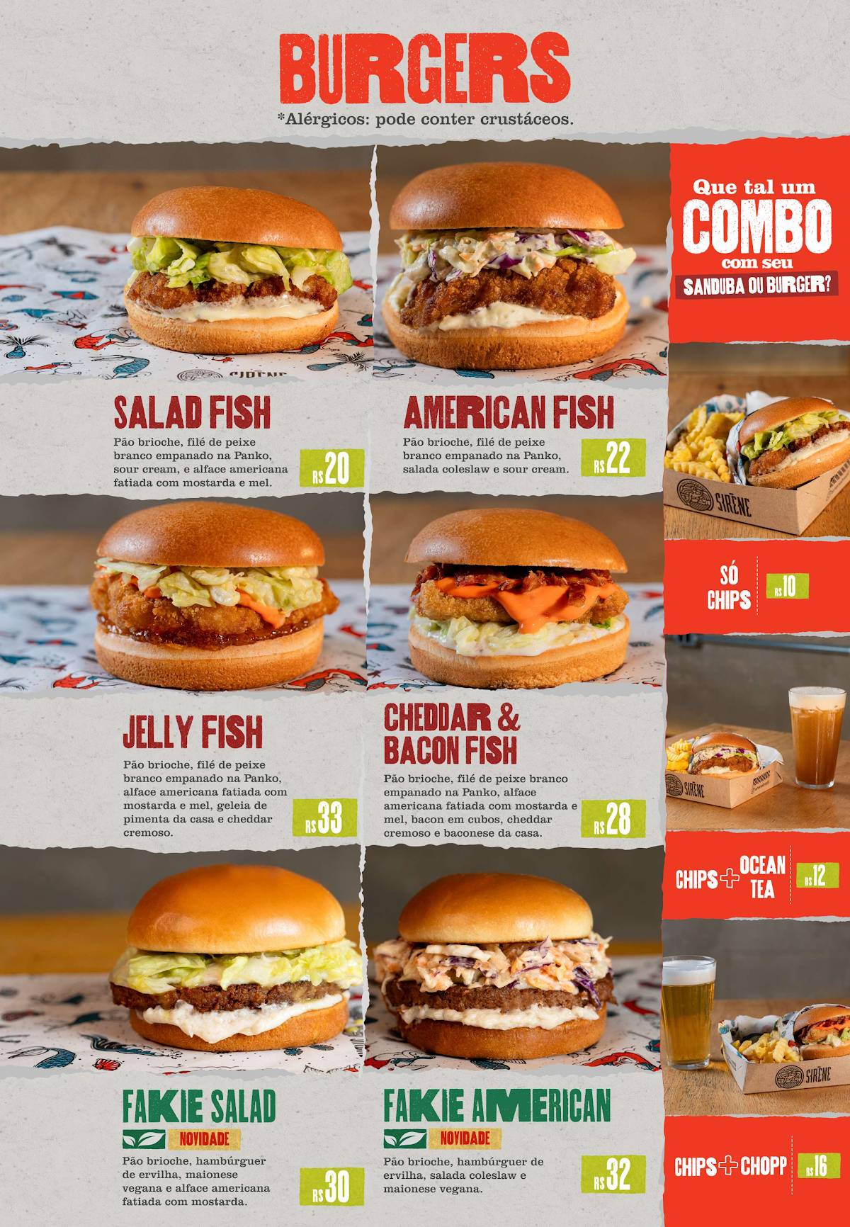 Sirène Fish & Chips - Setor Sul - Bar cardápio