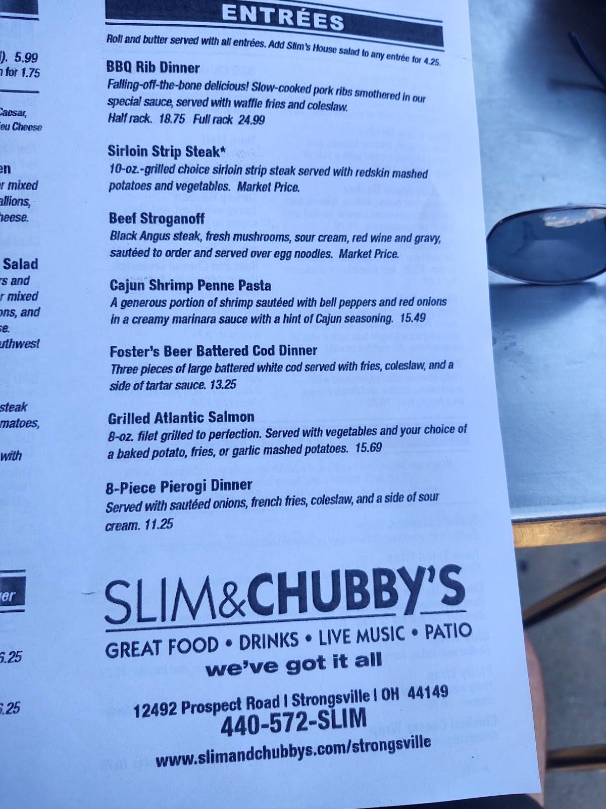 Menu at Slim & Chubby's Strongsville pub & bar, Strongsville, Prospect Rd