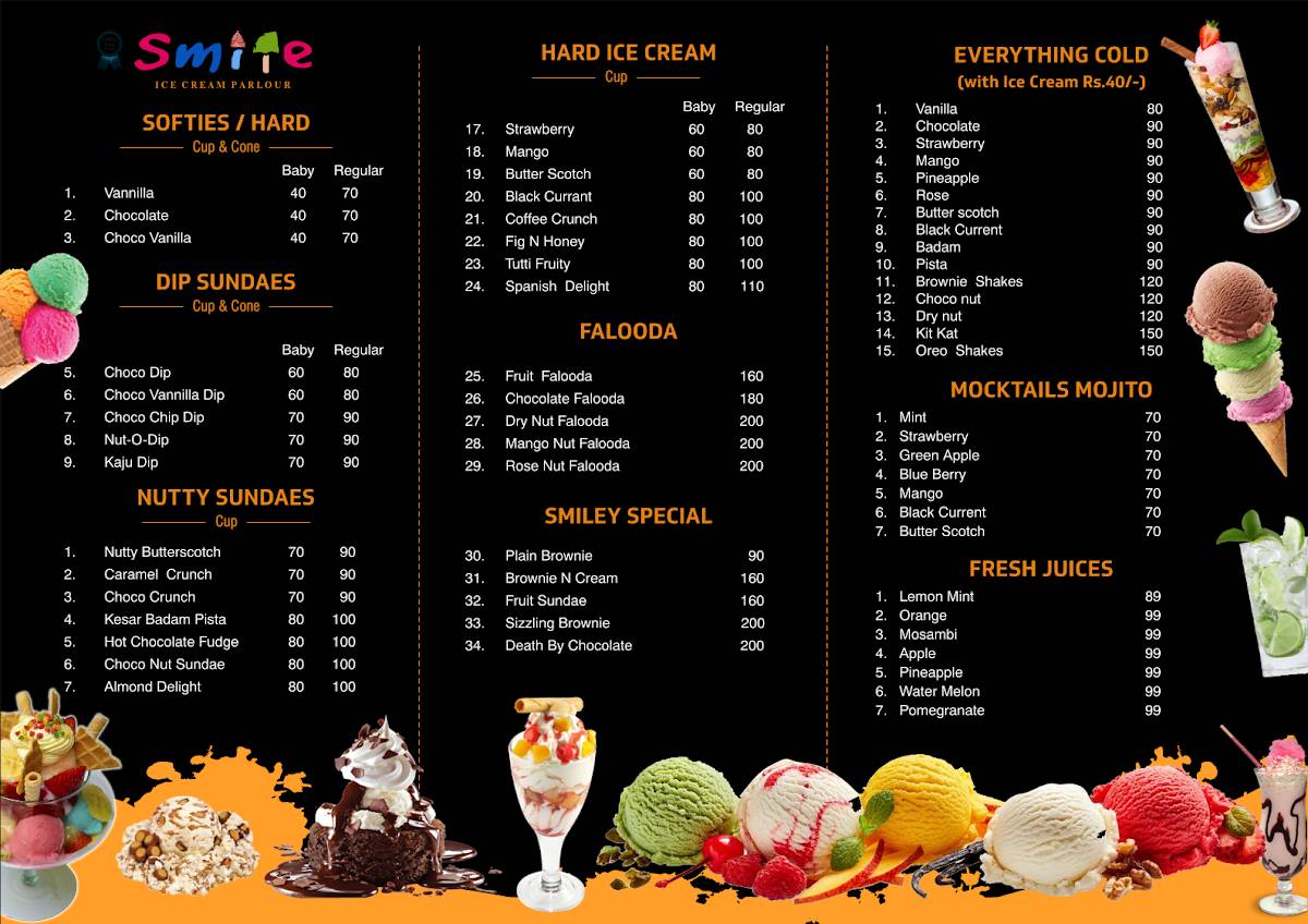 Smile Restaurant menu