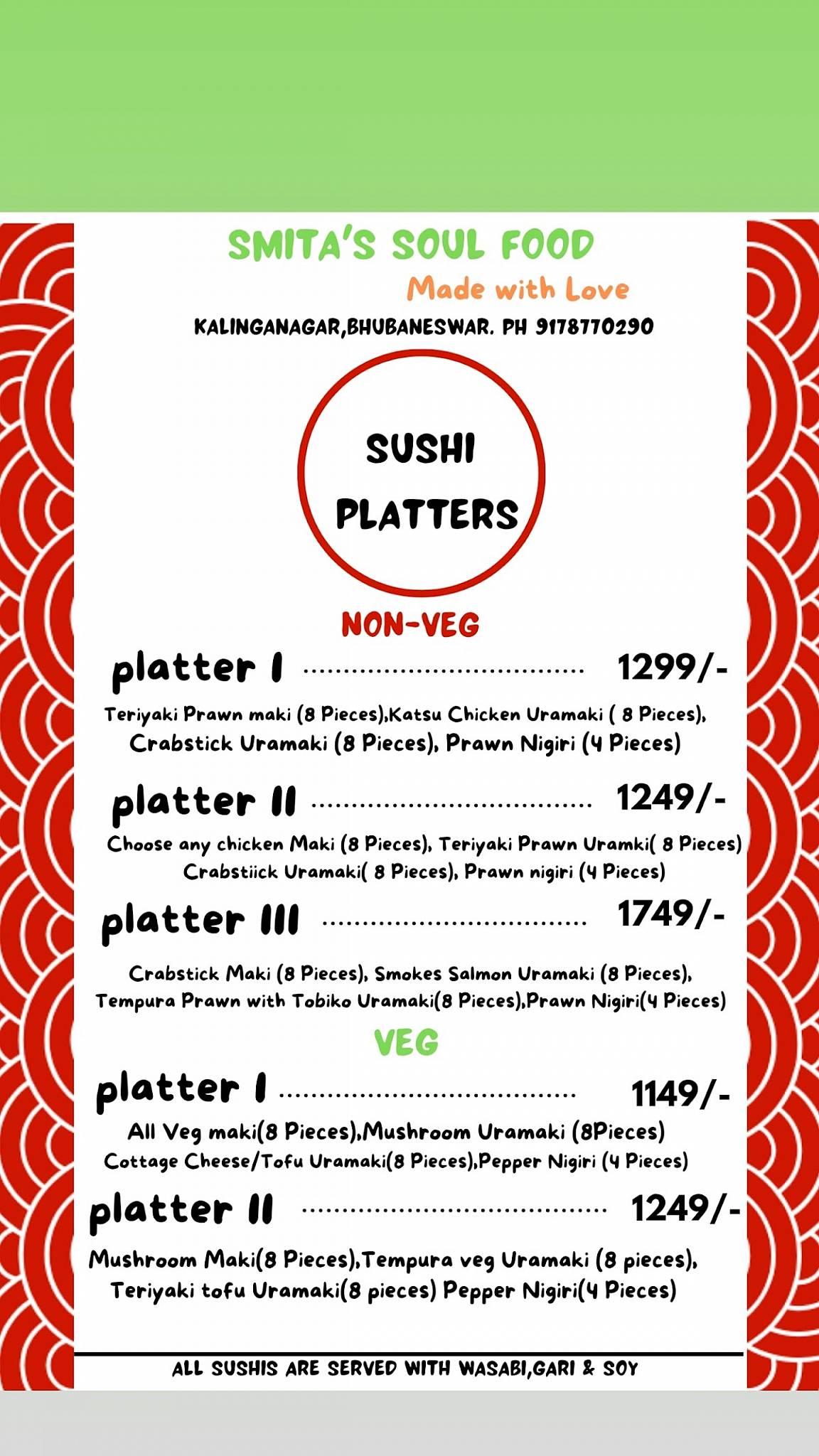 Smita's Soul Food menu