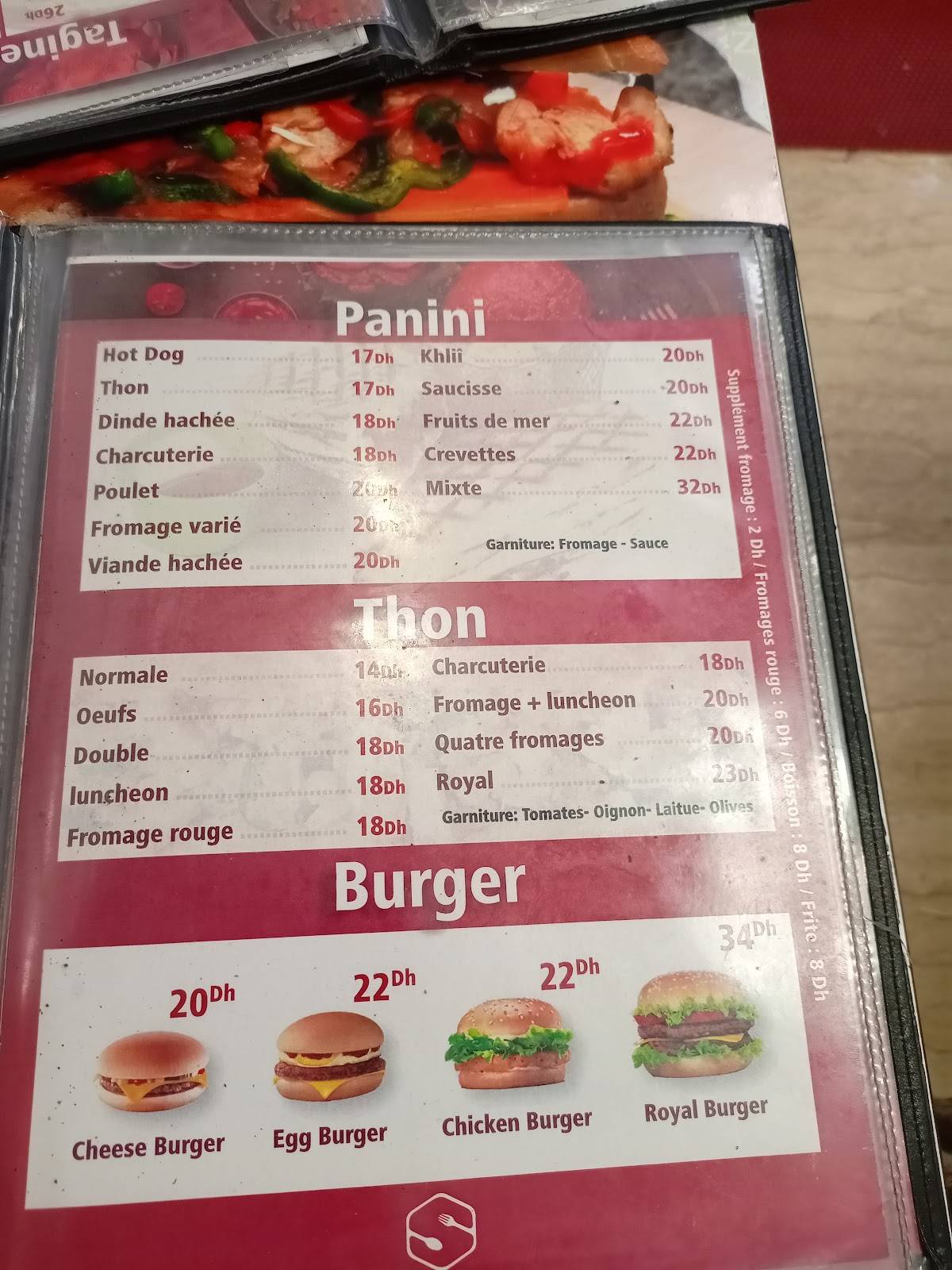 Menu de Snack Sahbi