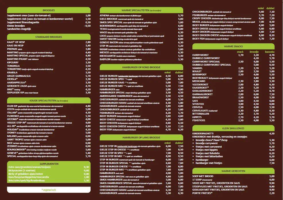Menu de Snackbar Step In