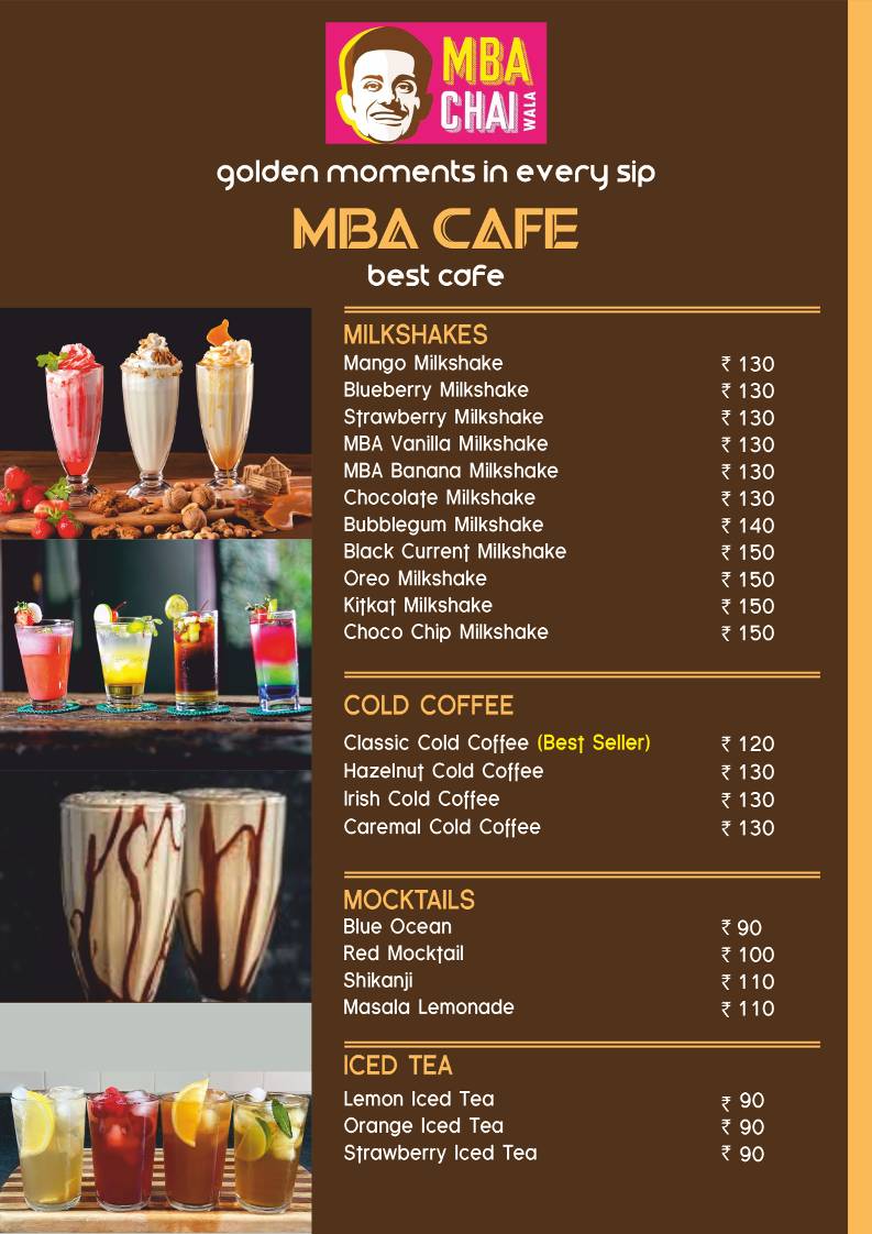 MBA Chai Wala Solapur menu