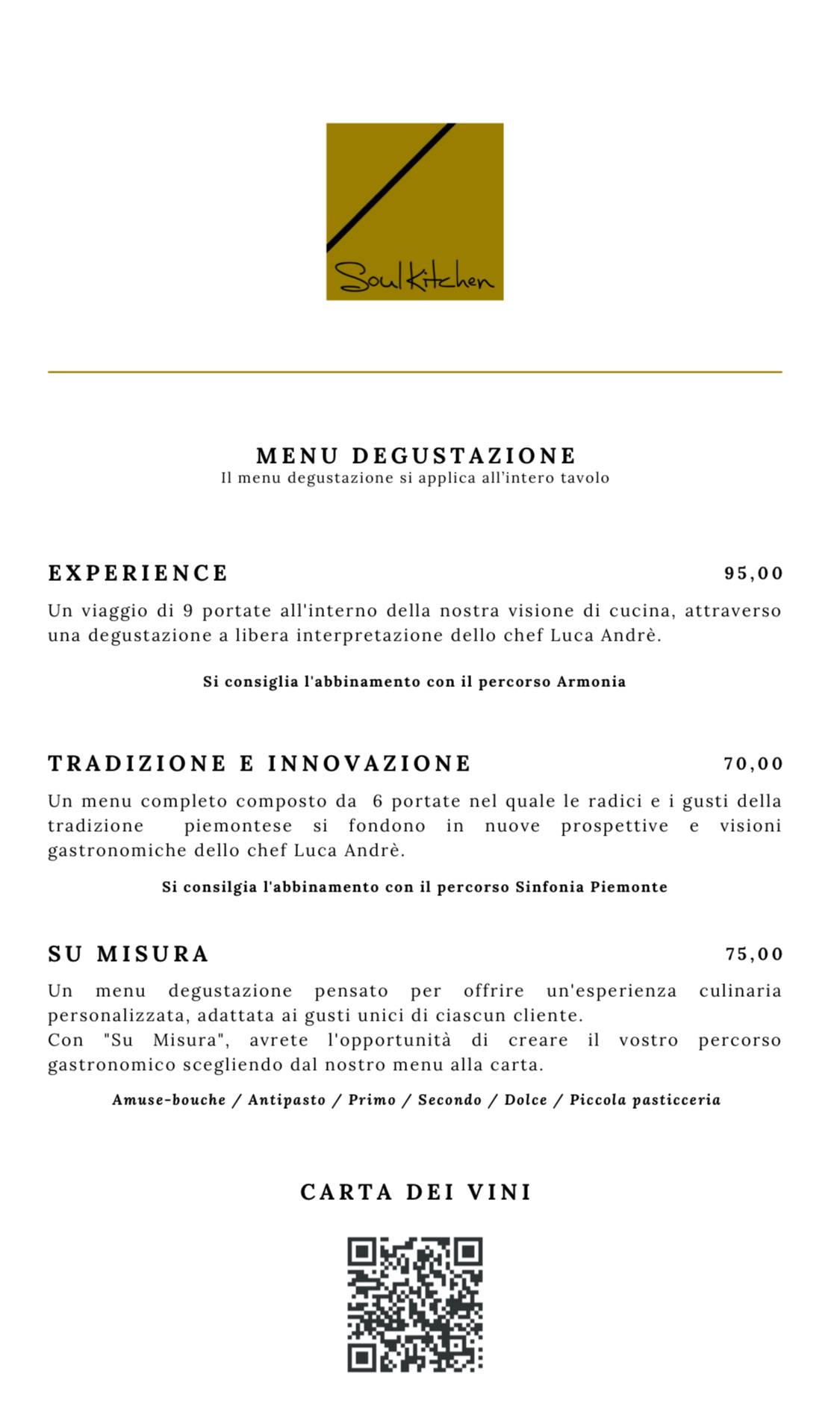 Menu di Soul Kitchen - Creatività Vegetale 