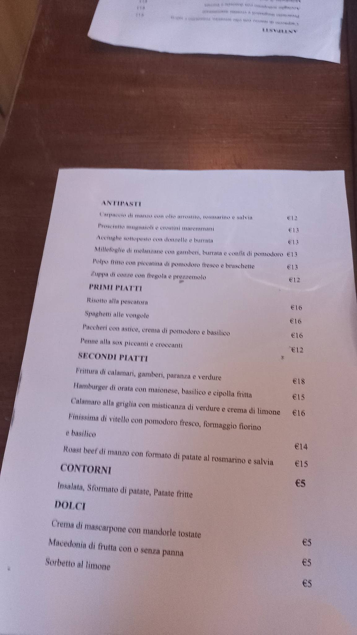 Menu de Sox Ristorante - Follonica
