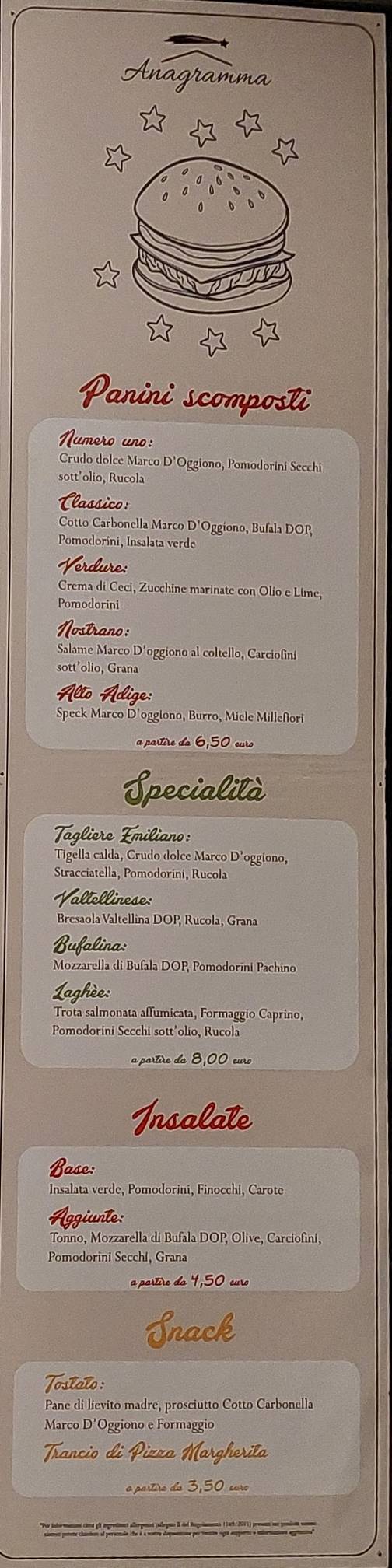 Menu di Spazio Anagramma 