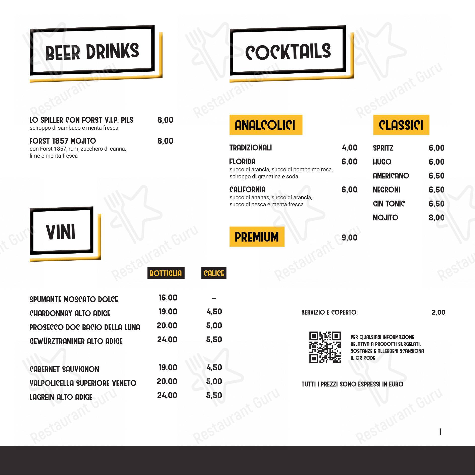 Spiller Verona in Verona - Menu