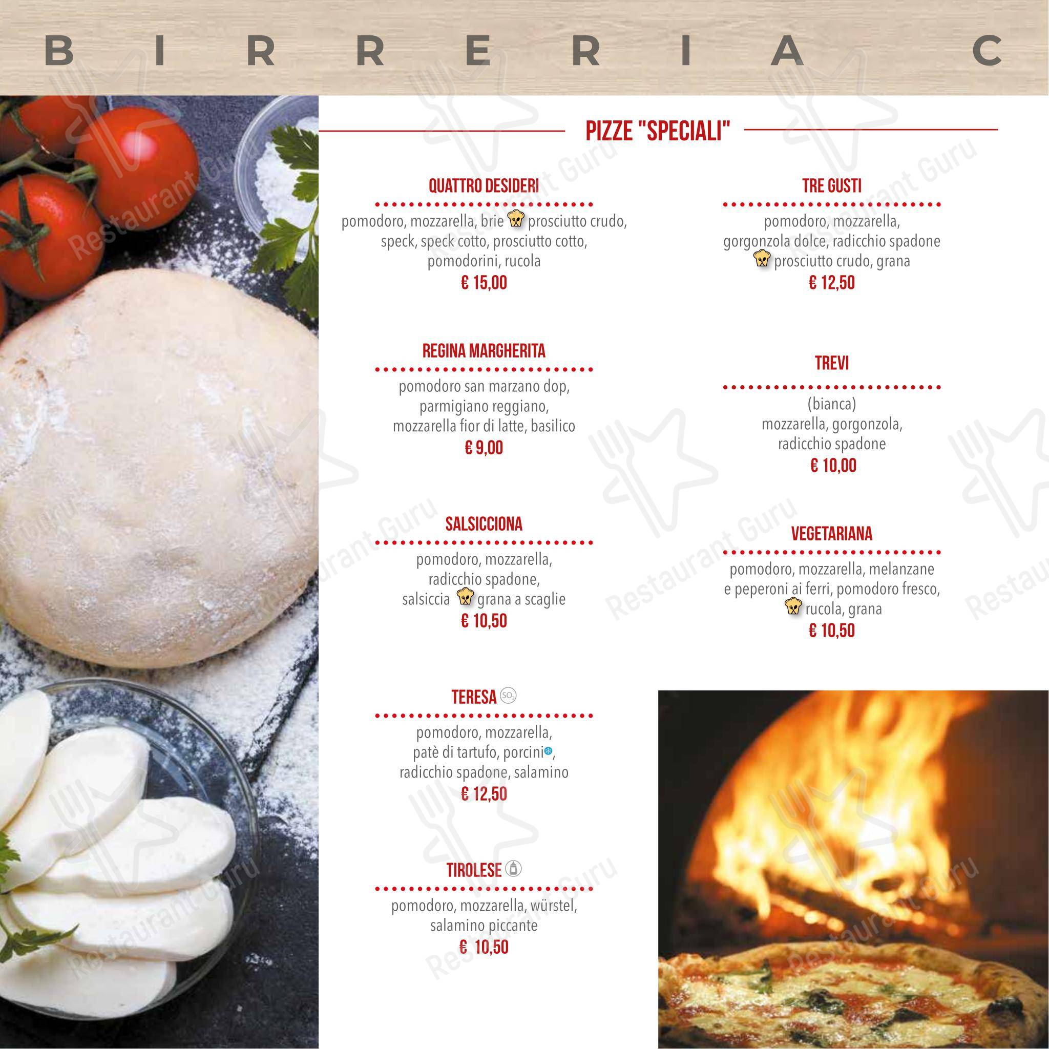 Основное меню per Spiller Verona pizzeria