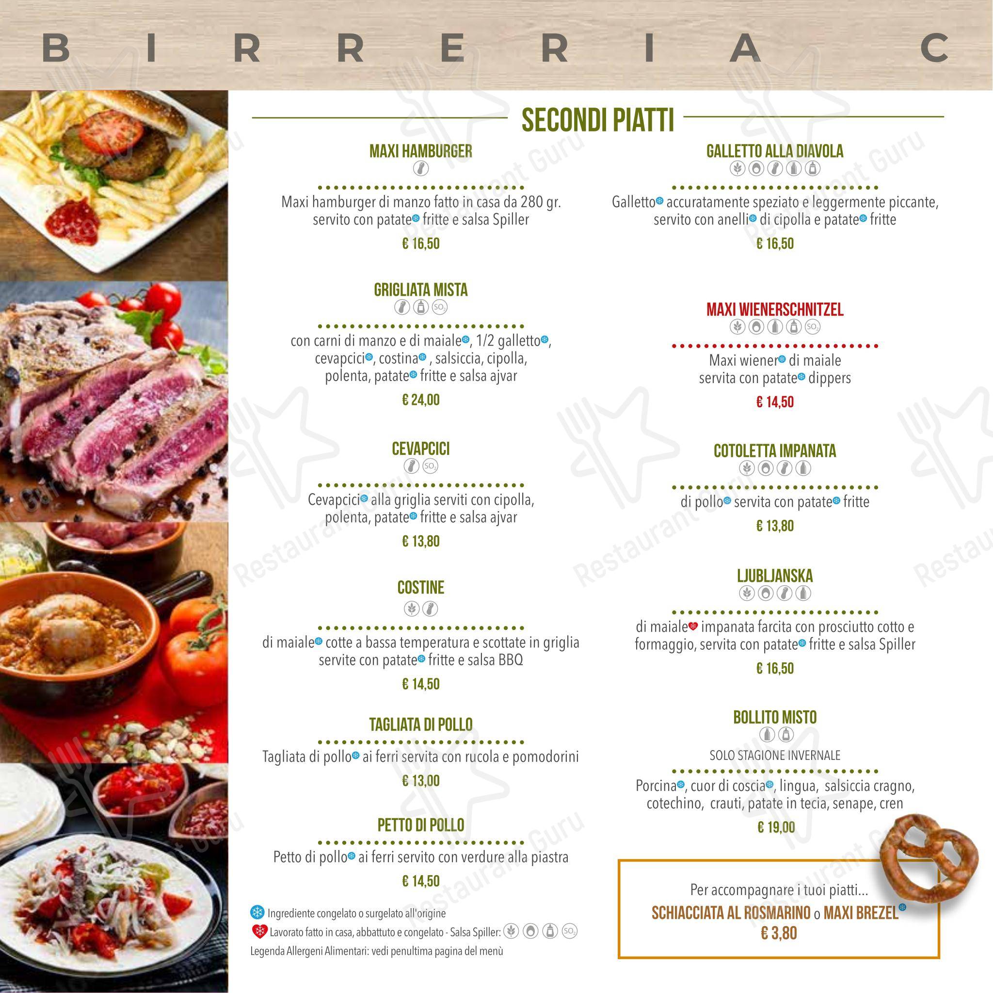Menu di Spiller Verona - Основное меню
