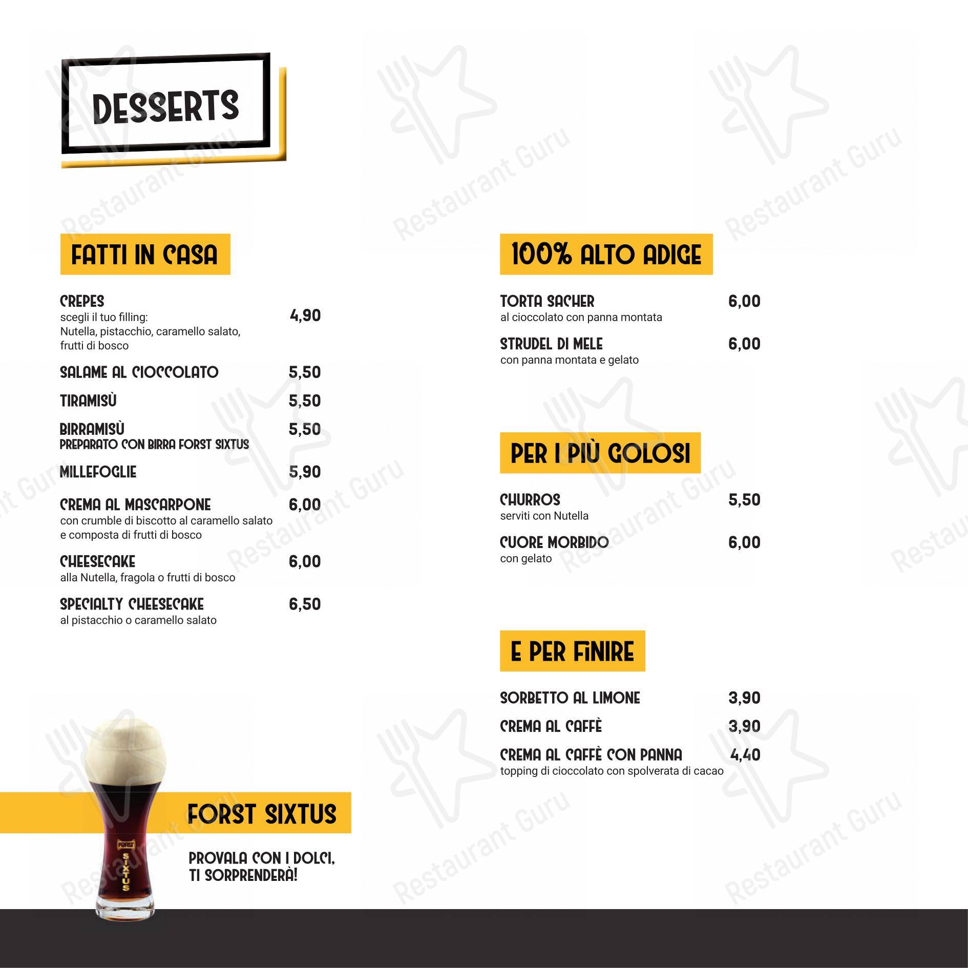 Menu di Spiller Verona - Menu bar
