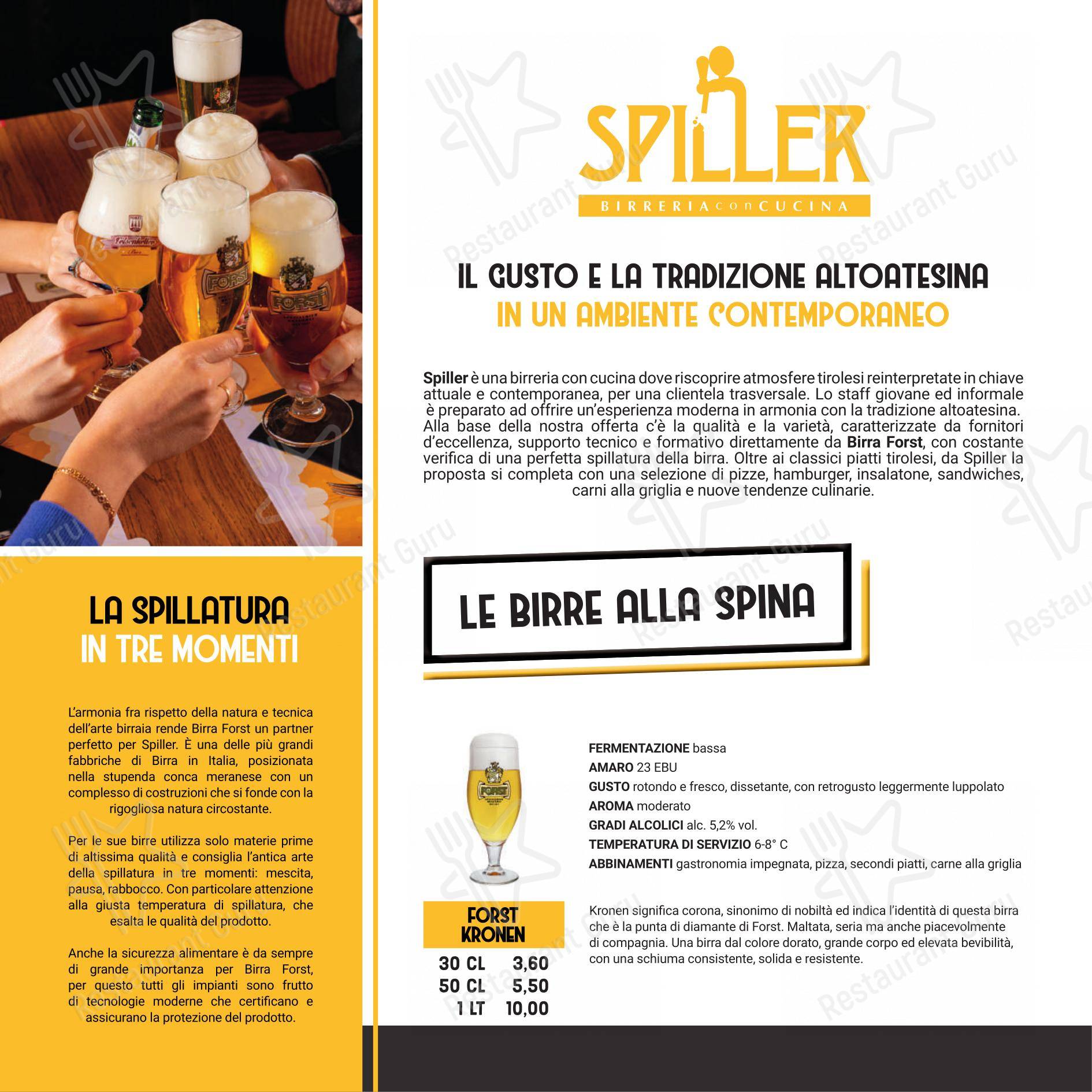 Menu di Spiller Verona - Menu bar