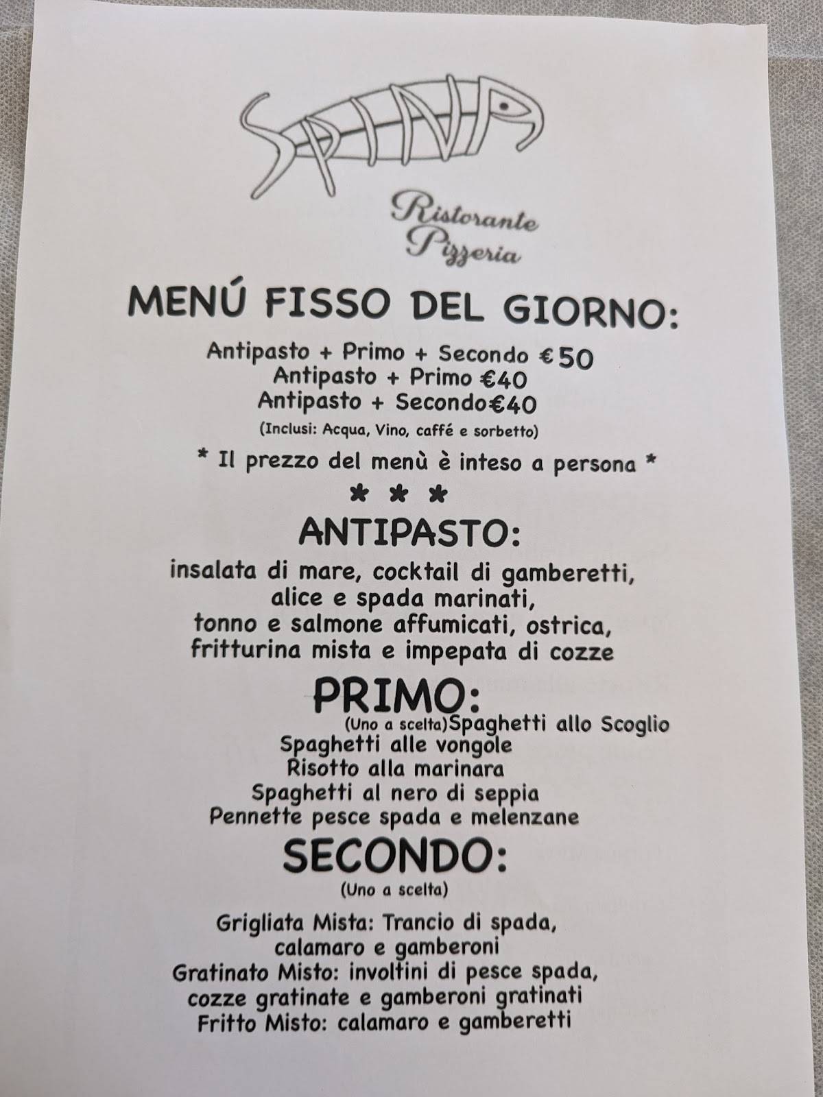 ristorante lago della spina menù