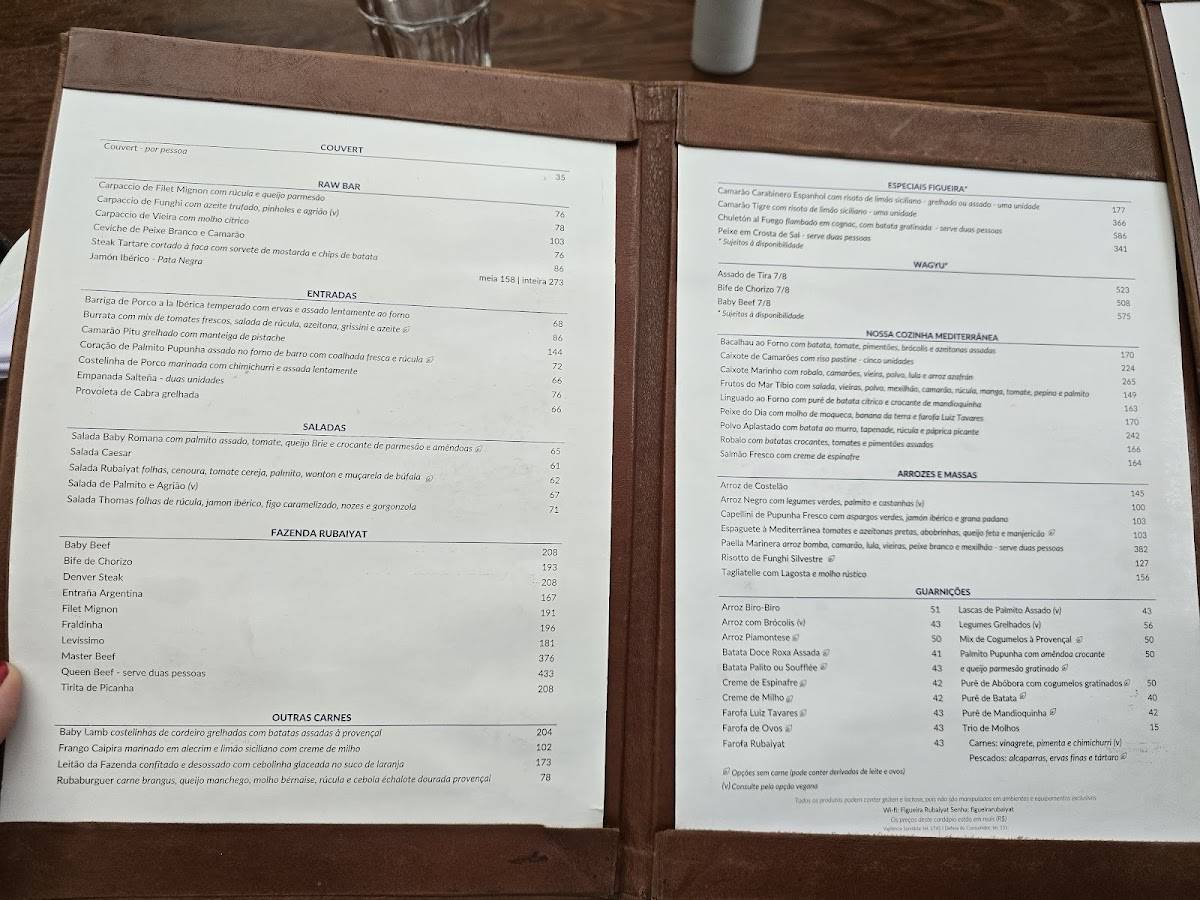 A Figueira Rubaiyat cardápio