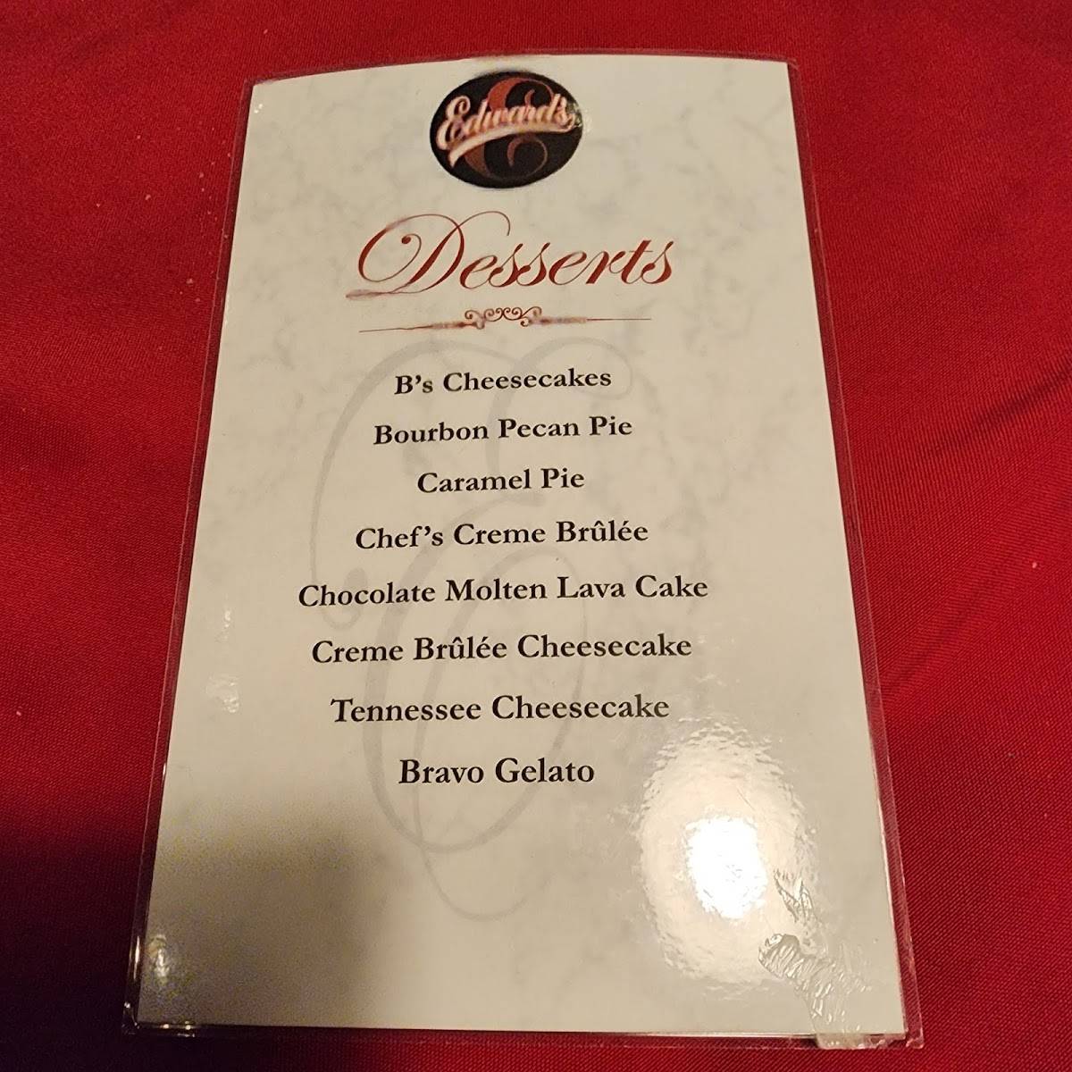 Menu at Edward's Steakhouse, Jersey City, 239 Marin Blvd