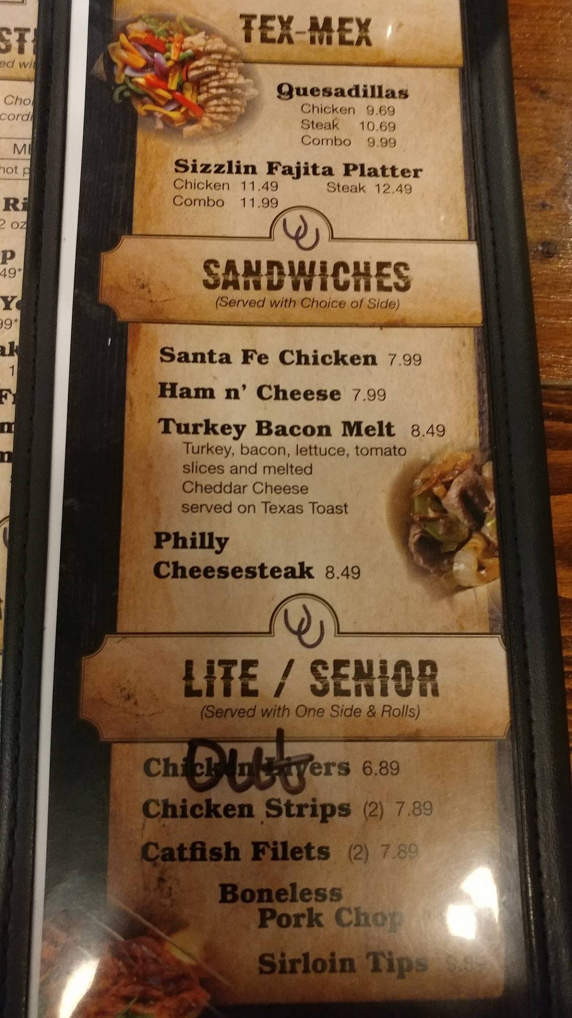 Menu at Pecos Diamond Steakhouse, Dumas