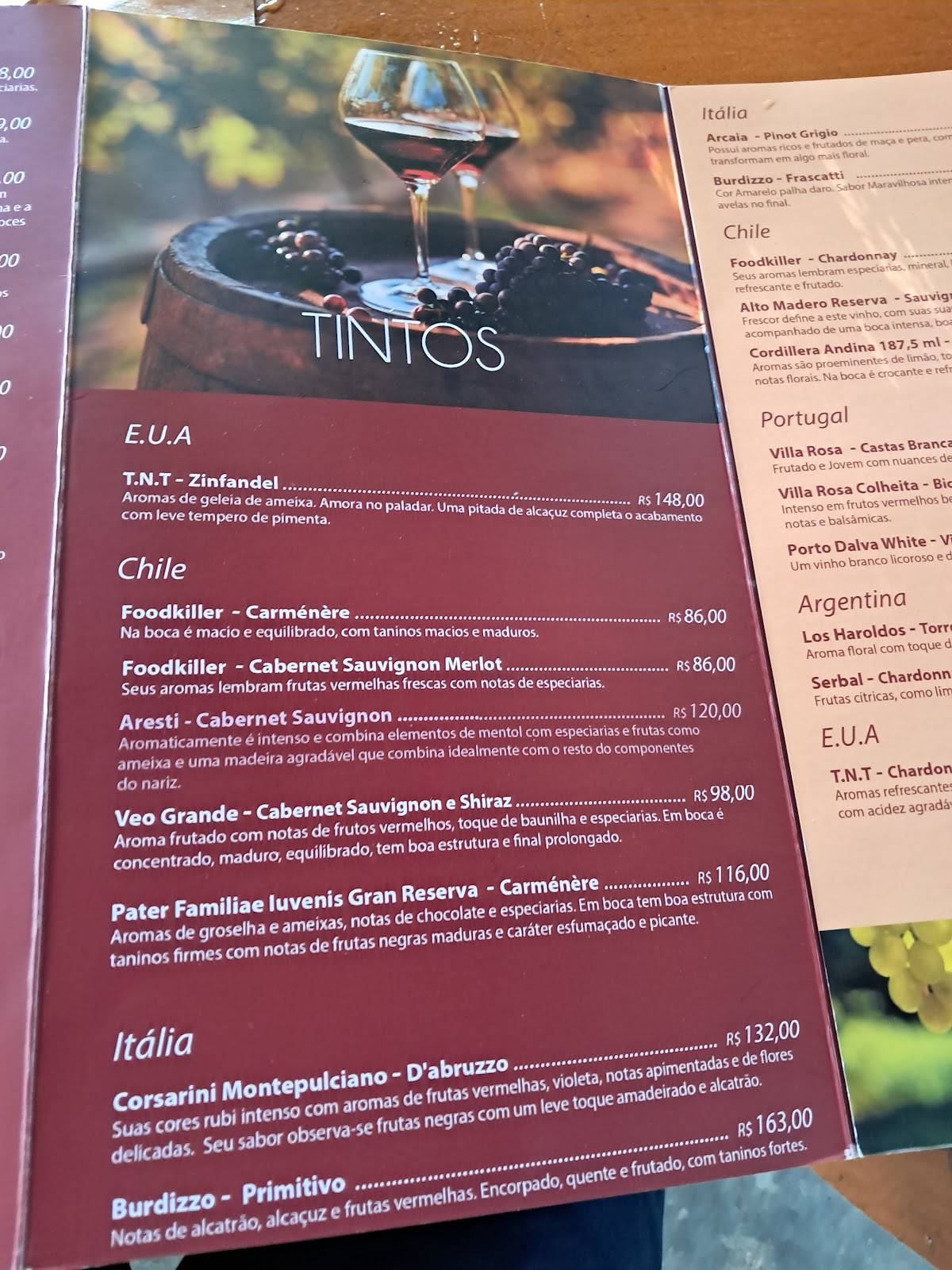 Espaço Depósito cardápio