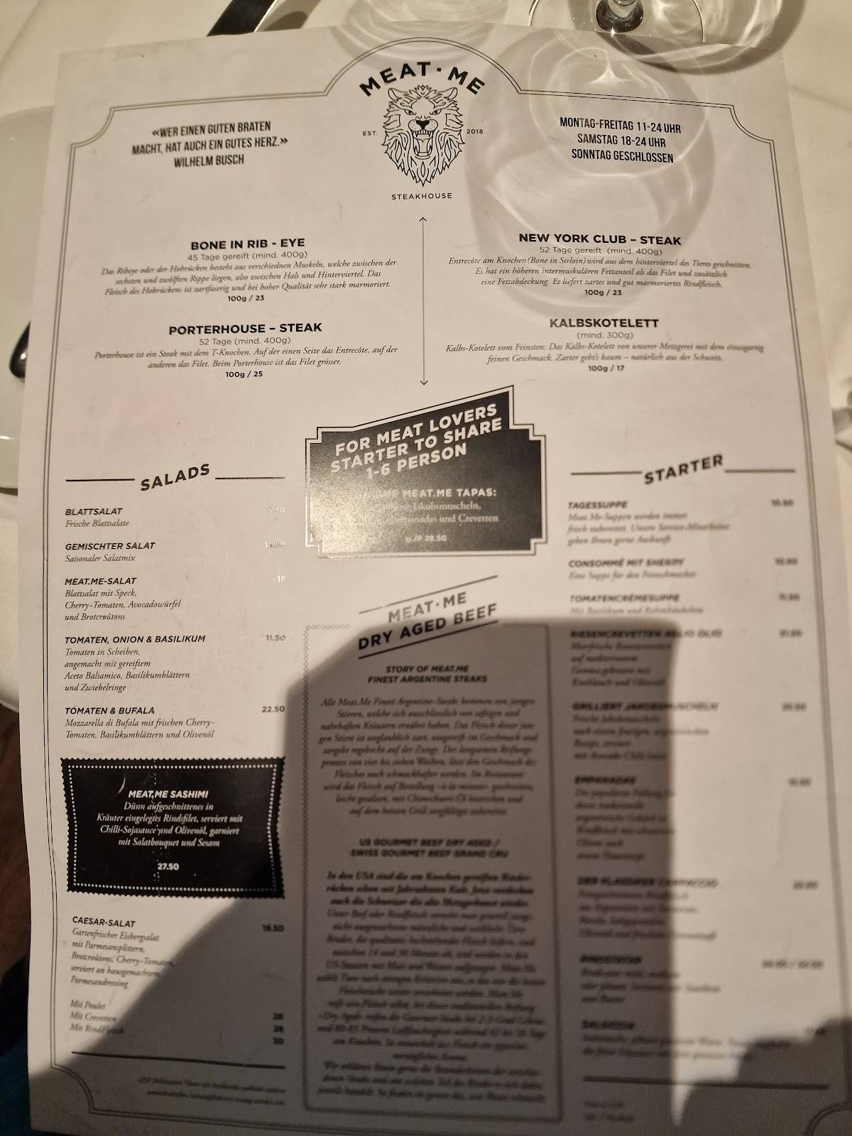 Menu di Steakhouse Meat Me 