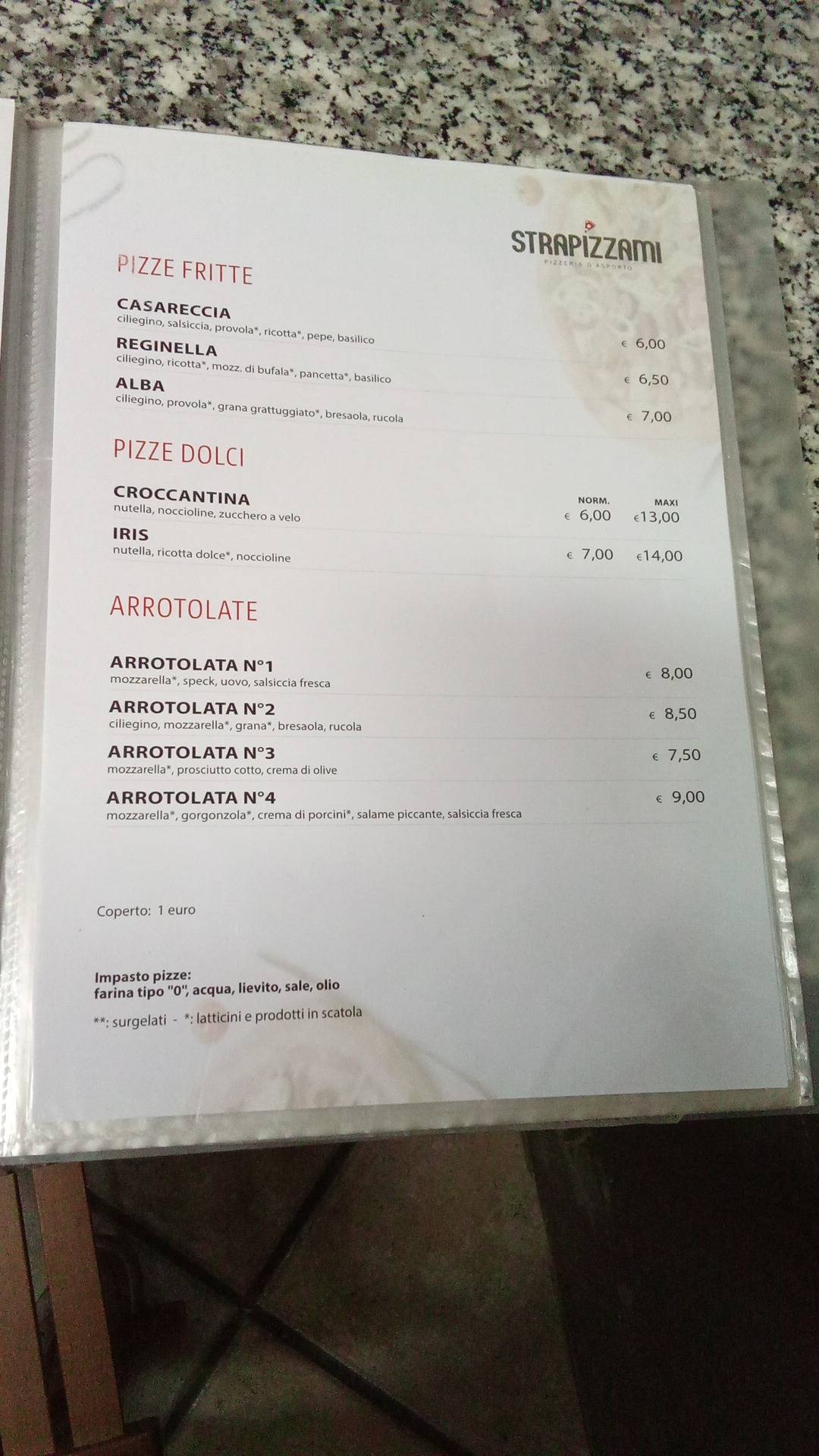 Menu di Strapizzami 