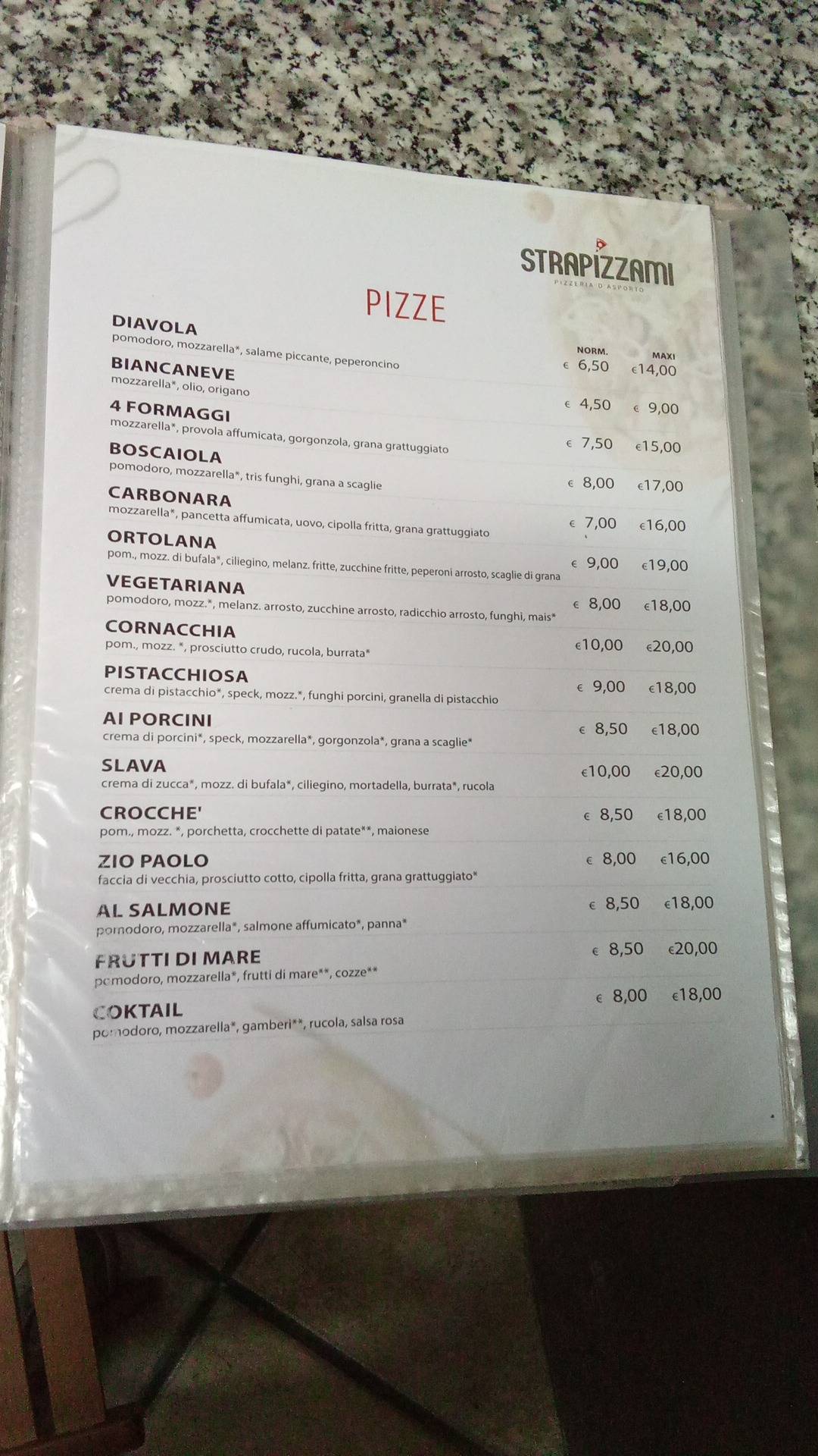 Menu di Strapizzami 