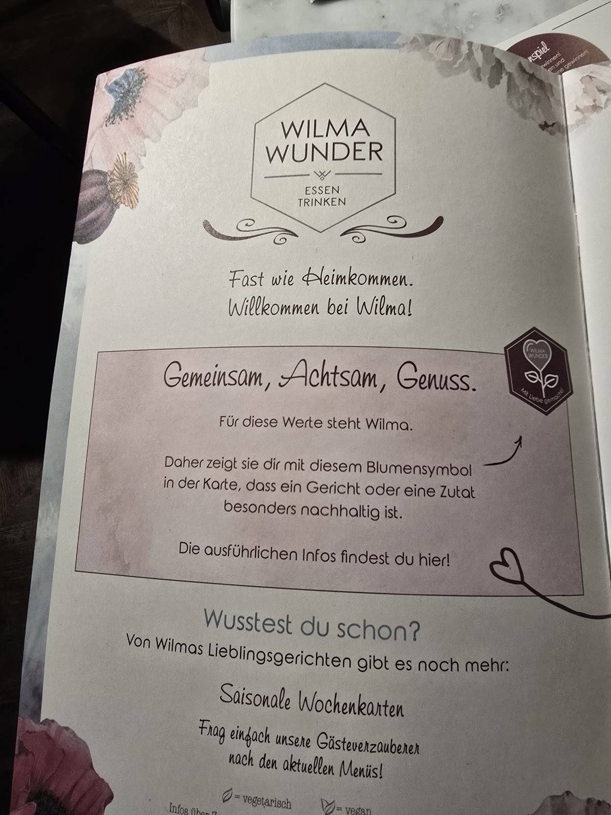 Menu de Wilma Wunder Stuttgart