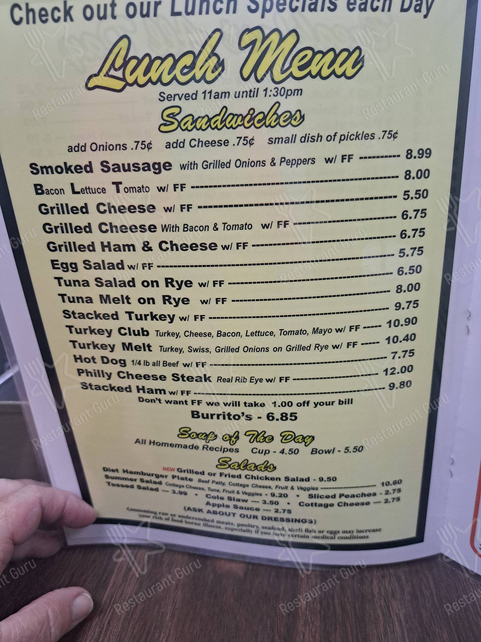 Menu at Sugar Shack restaurant, Zephyrhills, Co Rd 54