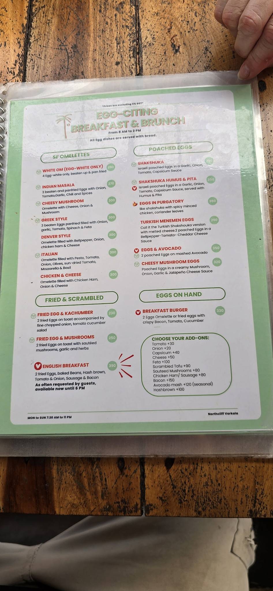 Sun Francisco menu