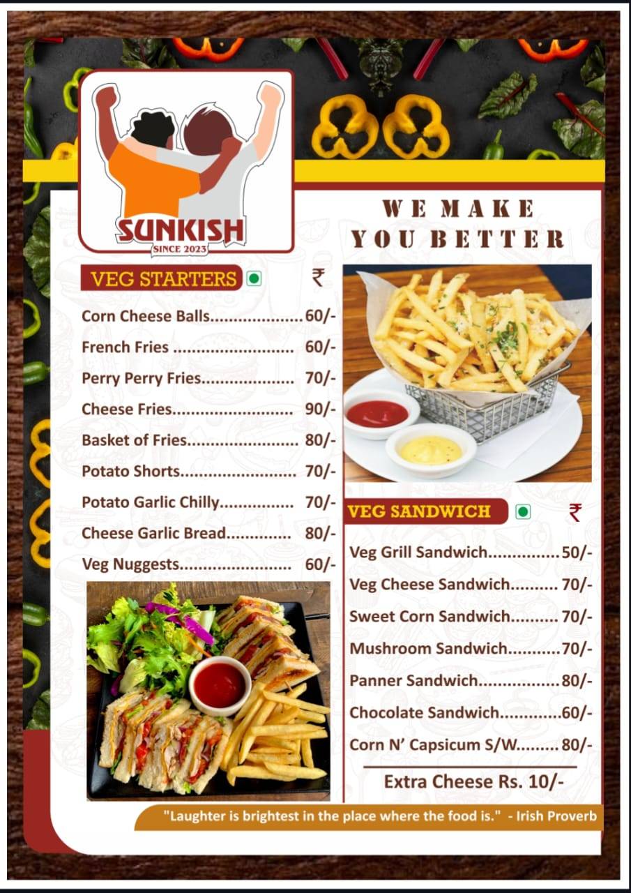Sunkish Cafe menu