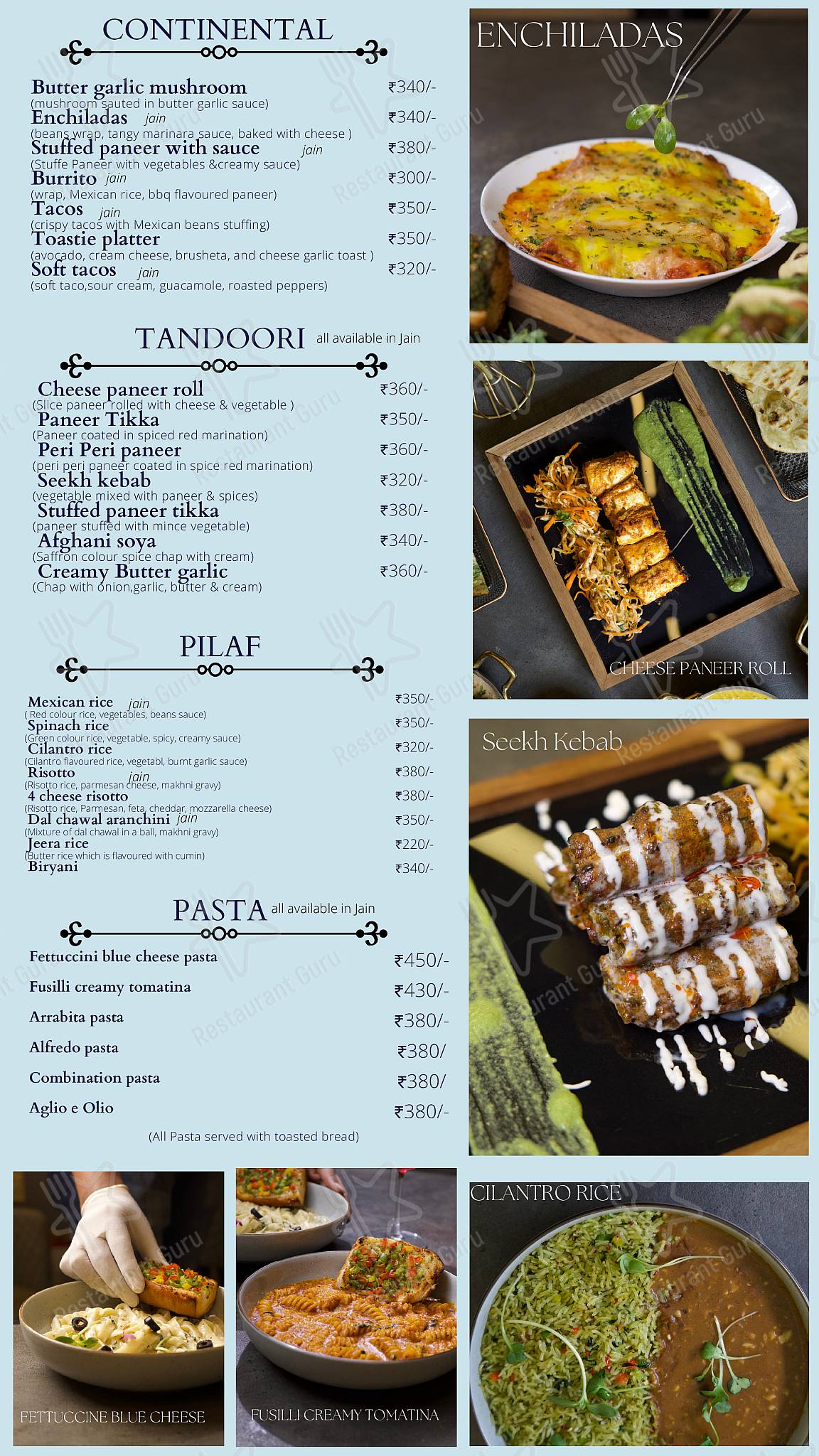 Zest House menu
