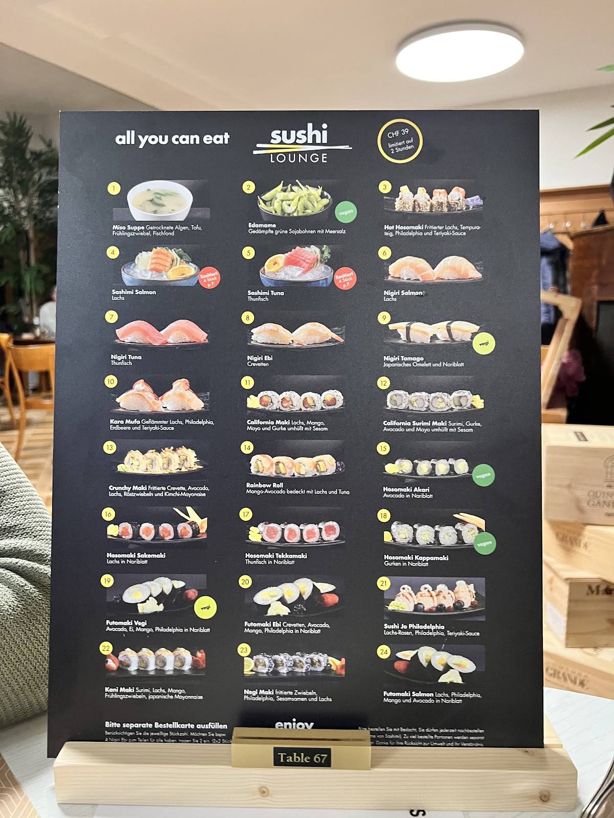 Menu di Sushi Lounge Chur 