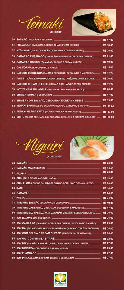 Sushi Uai cardápio