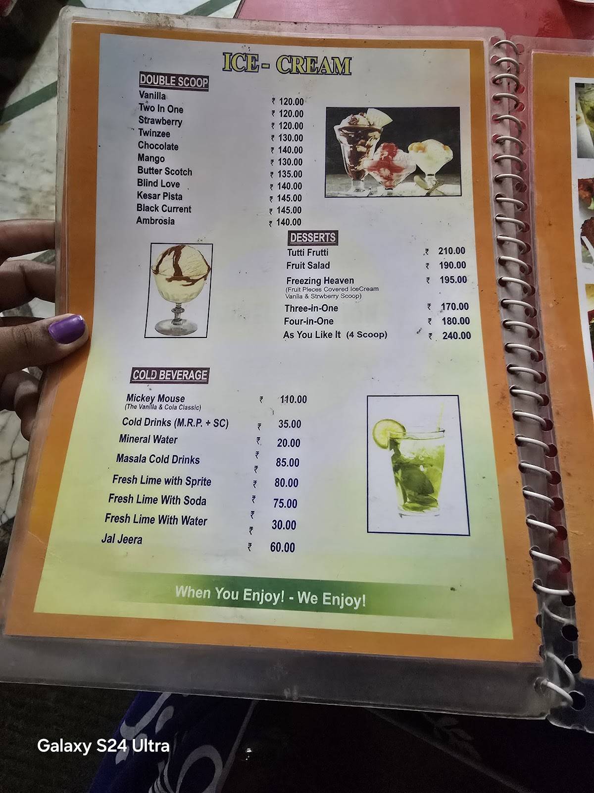 Sutanuti Junction menu