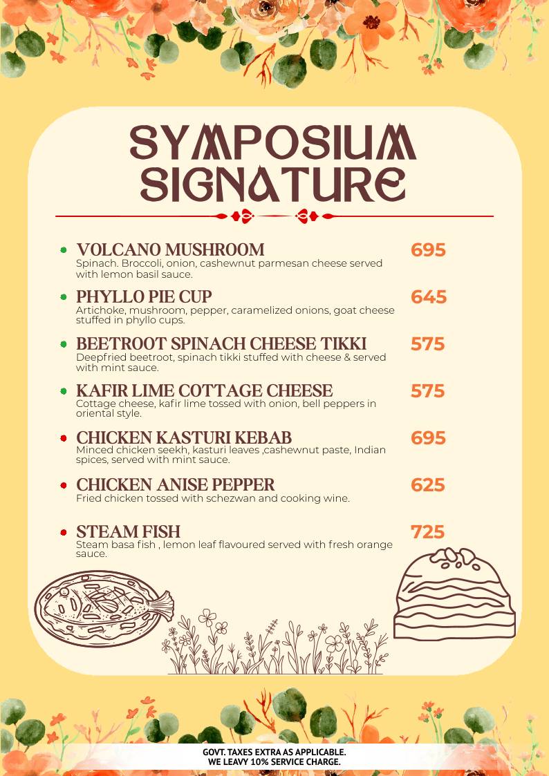 Symposium World Cuisine menu