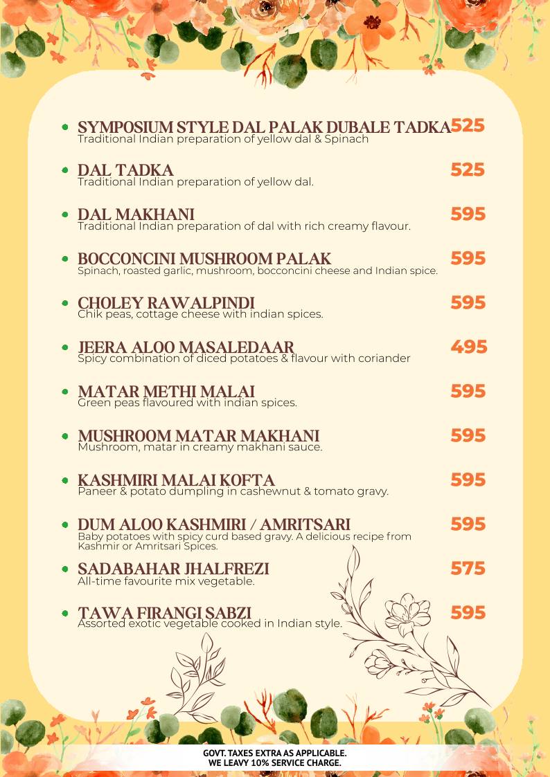 Symposium World Cuisine menu