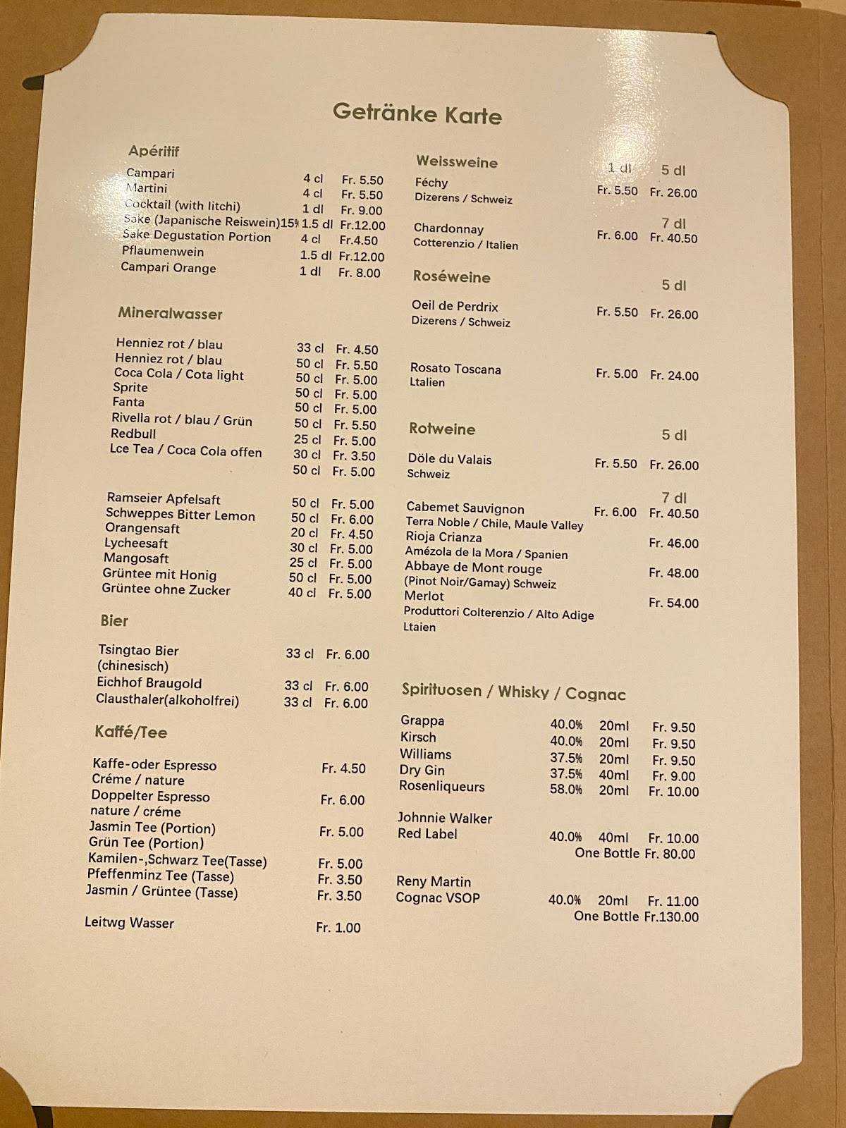 Menu di Szechuan 
